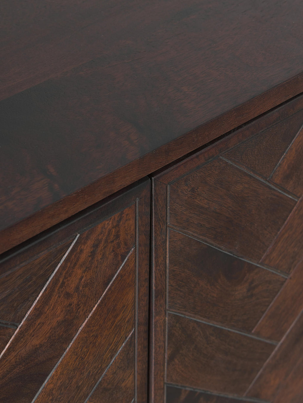 Luca Mango Wood Sideboard with Herringbone Pattern