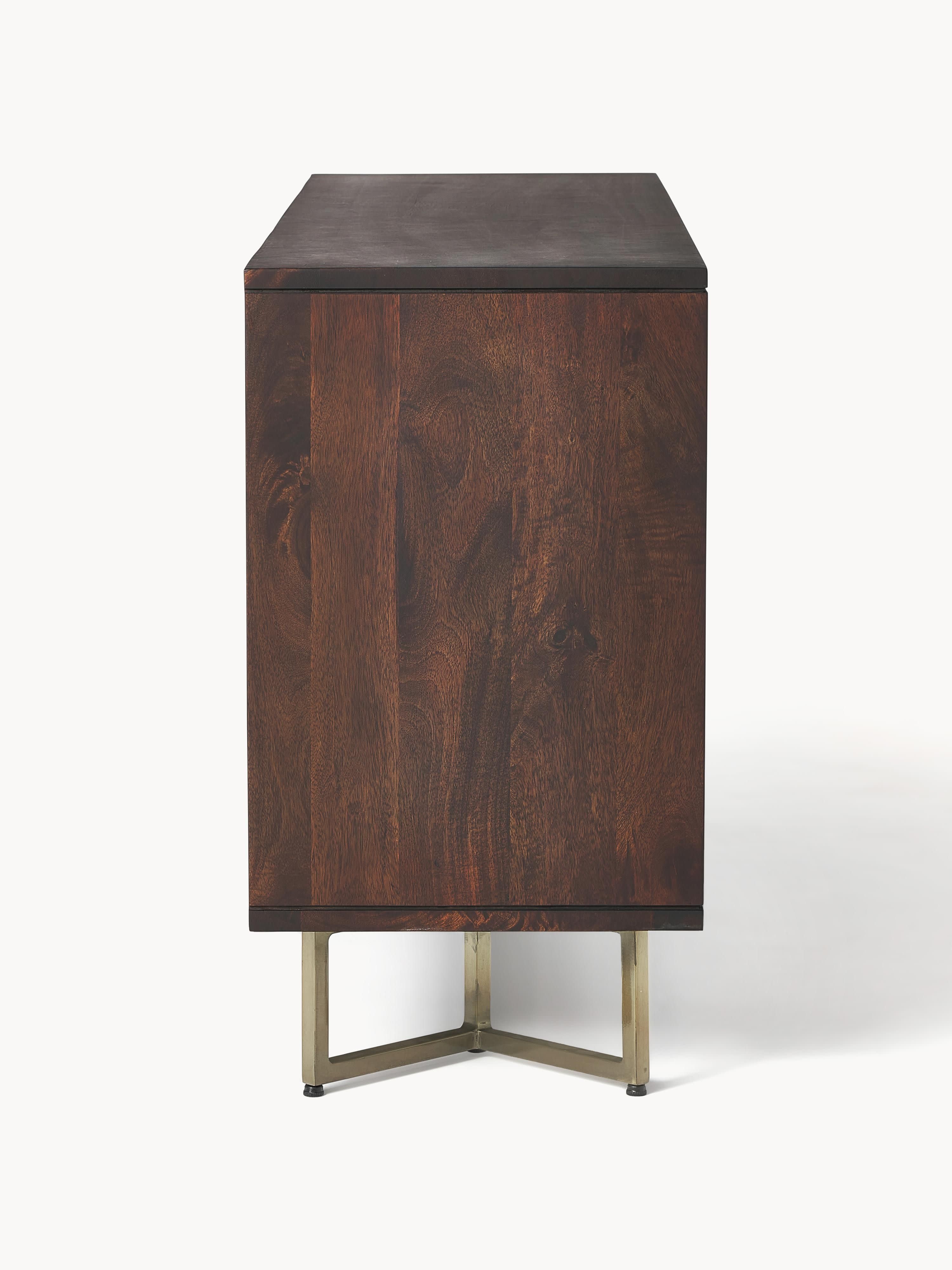 Luca Mango Wood Sideboard with Herringbone Pattern