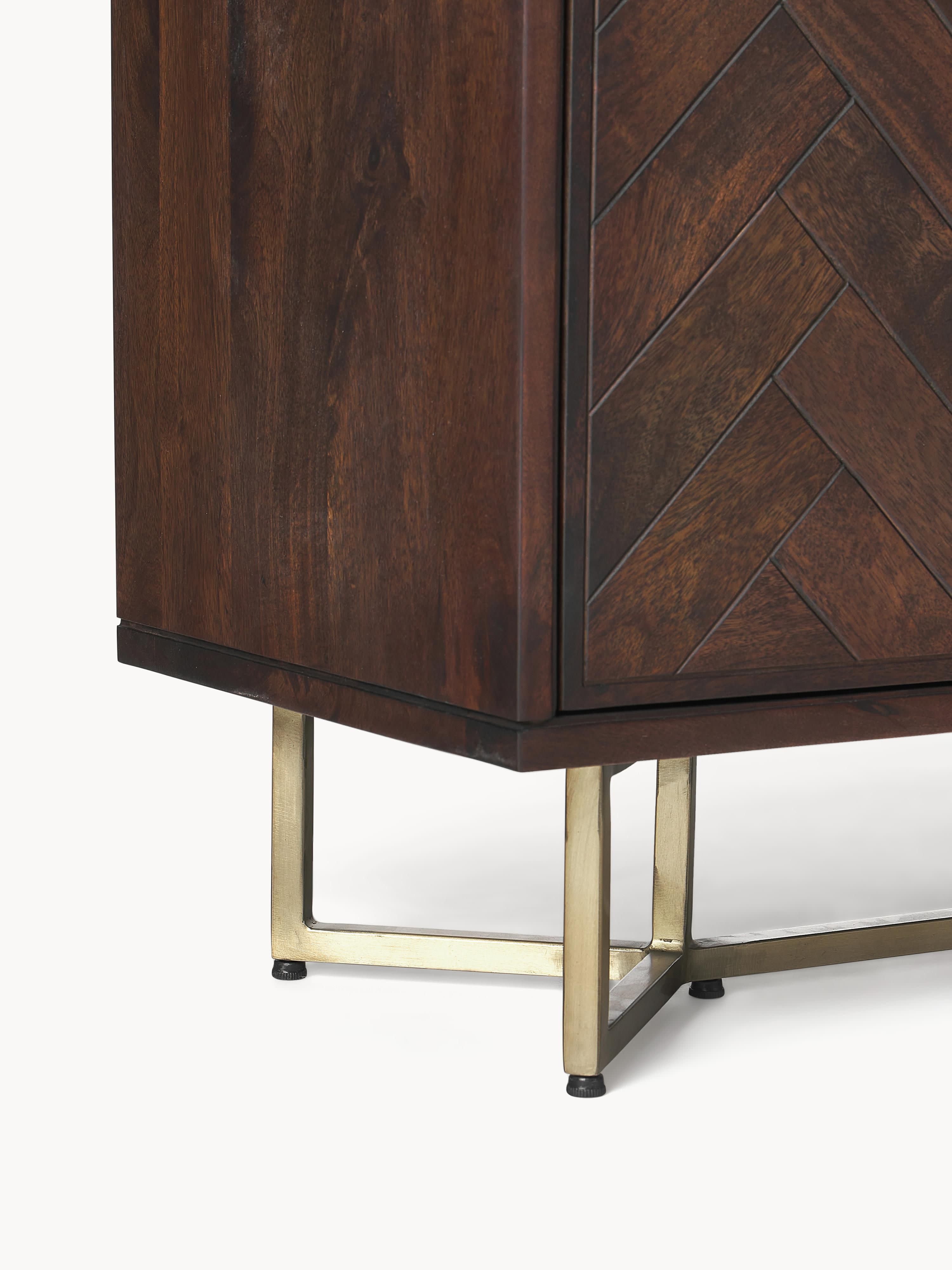 Luca Mango Wood Sideboard with Herringbone Pattern