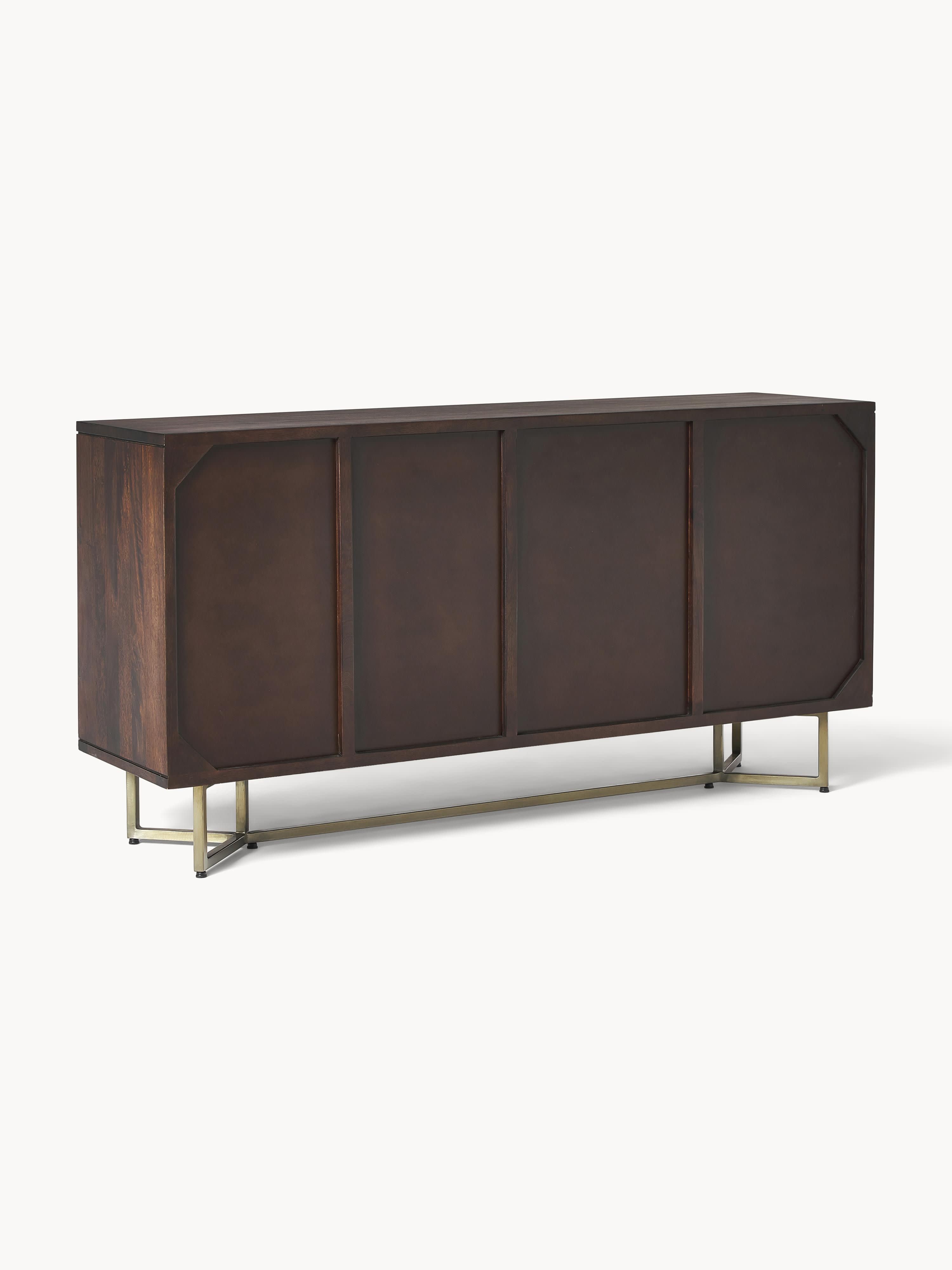 Luca Mango Wood Sideboard with Herringbone Pattern