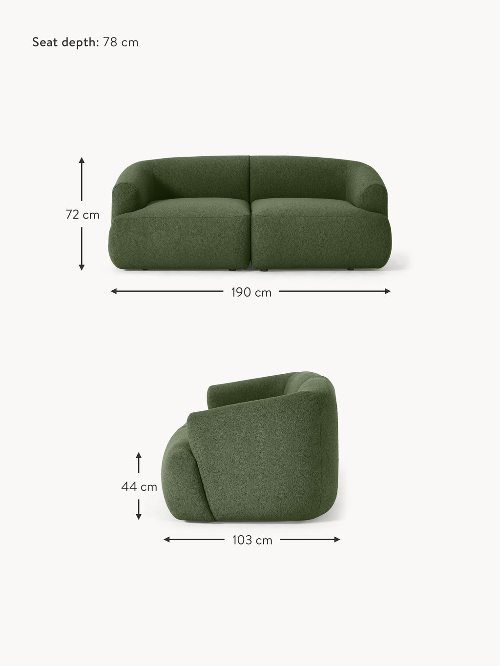 Sofia Modular Bouclé Sofa (2-seater)