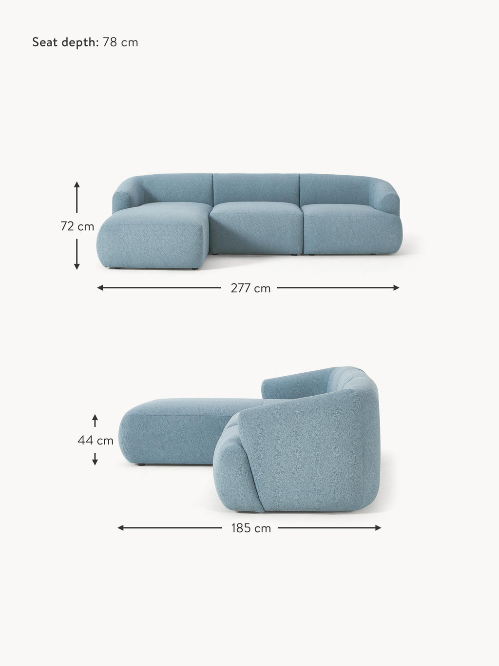 Sofia Modular Bouclé Corner Sofa (4-seater)