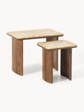 Gallery image 1 - Oak Wood Side Tables Chandler with Travertine Top, Set of 2