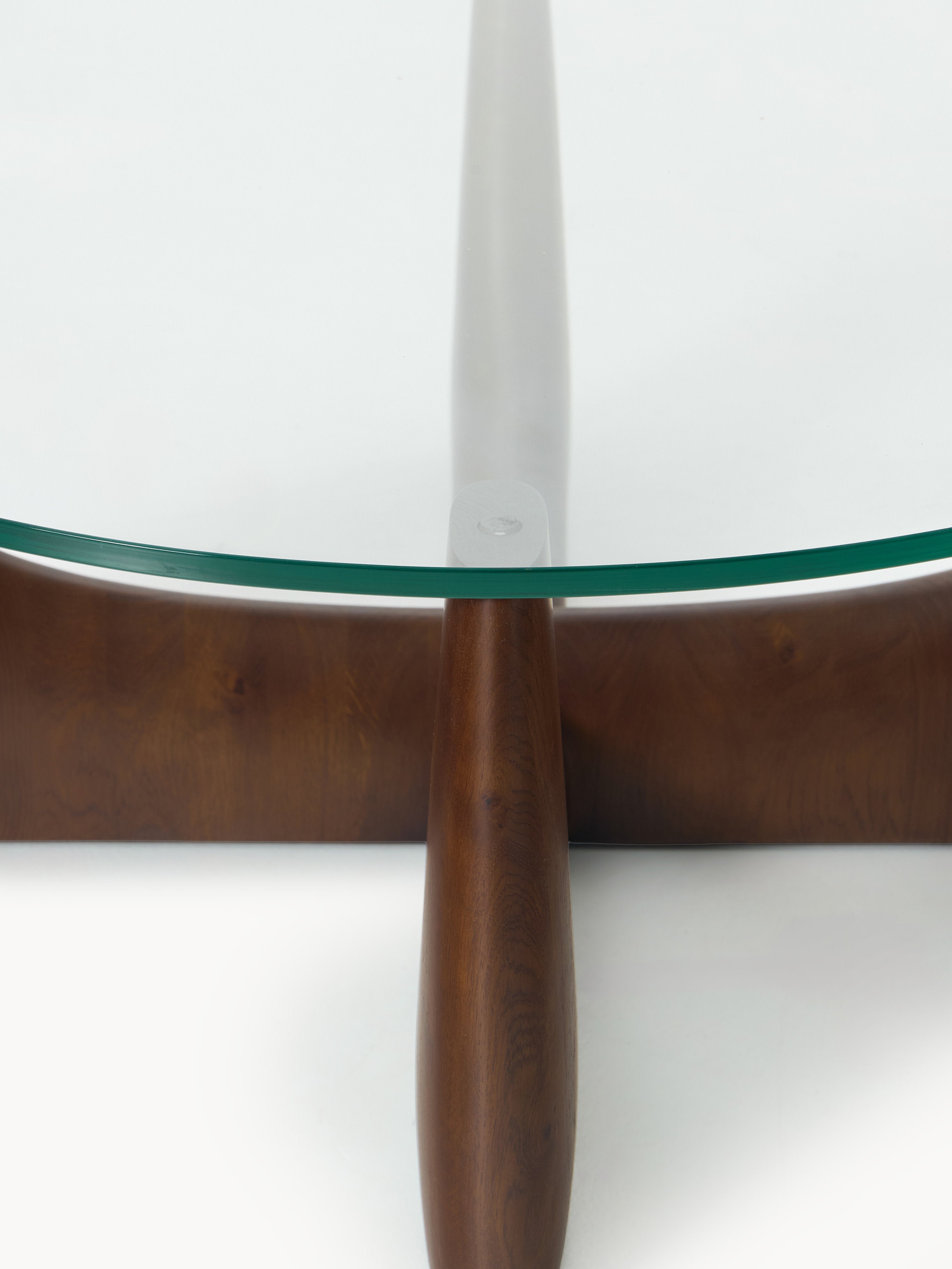 Miya Round Wooden Coffee Table with Glass Top