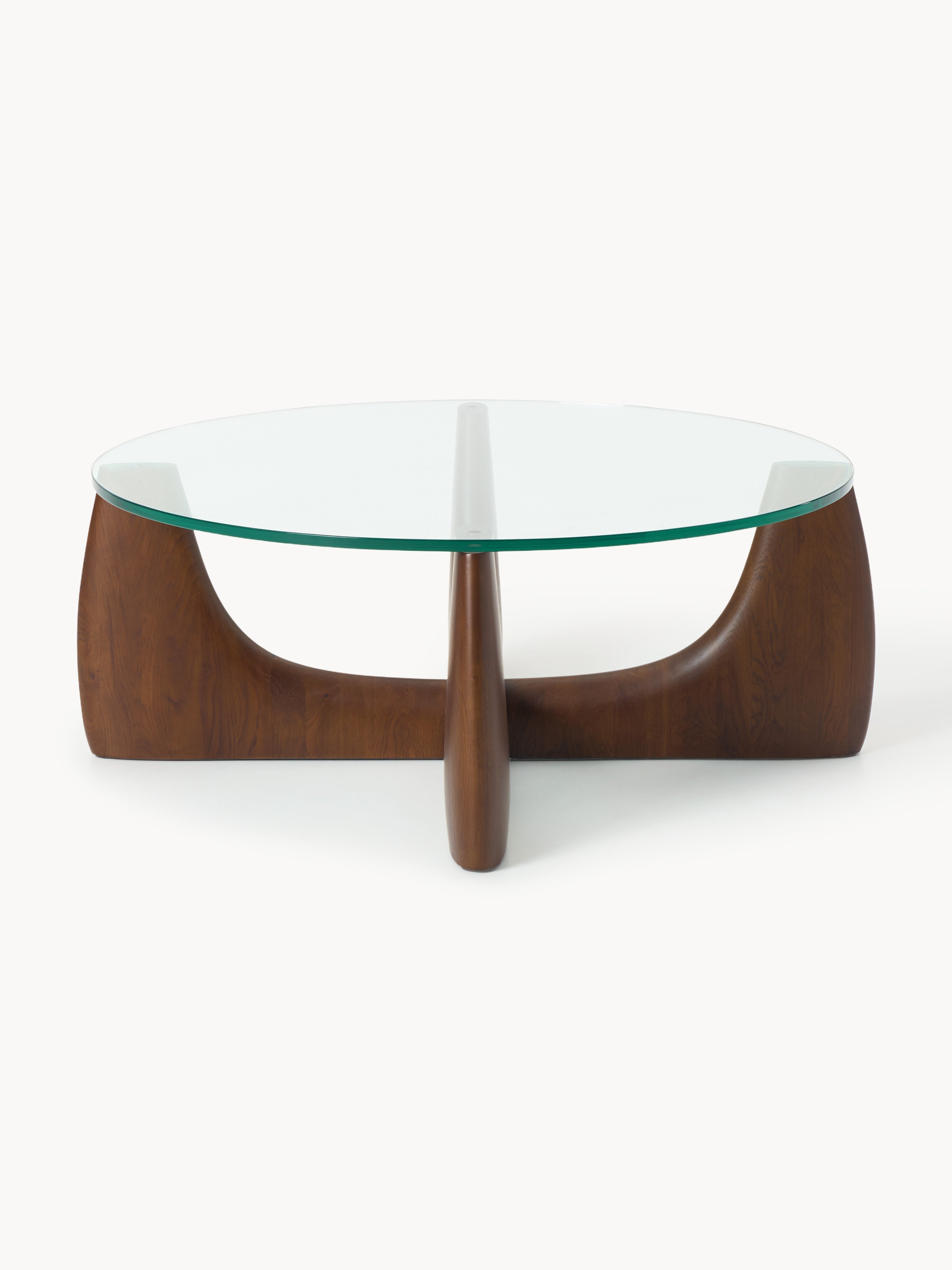 Miya Round Wooden Coffee Table with Glass Top