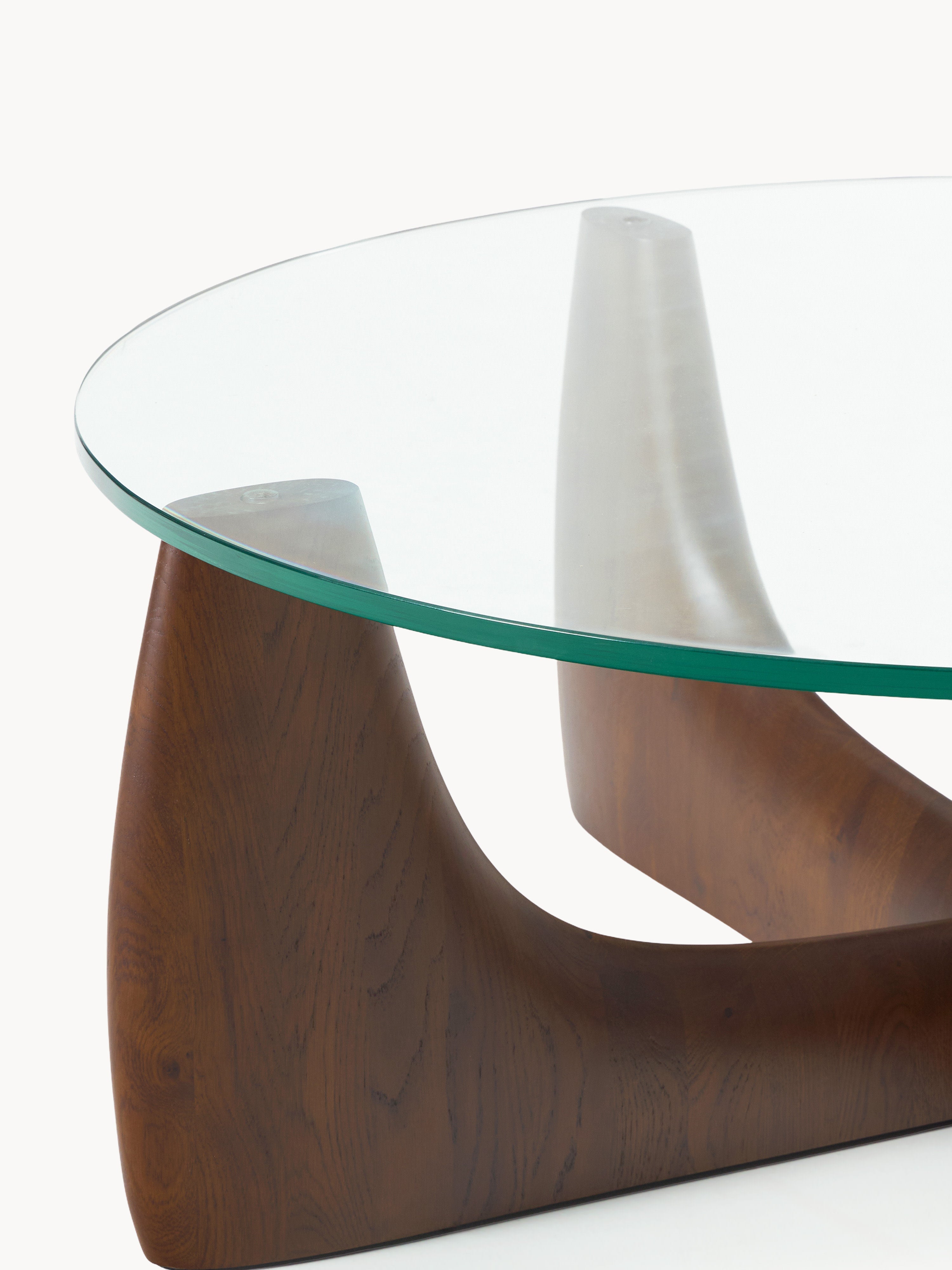 Miya Round Wooden Coffee Table with Glass Top
