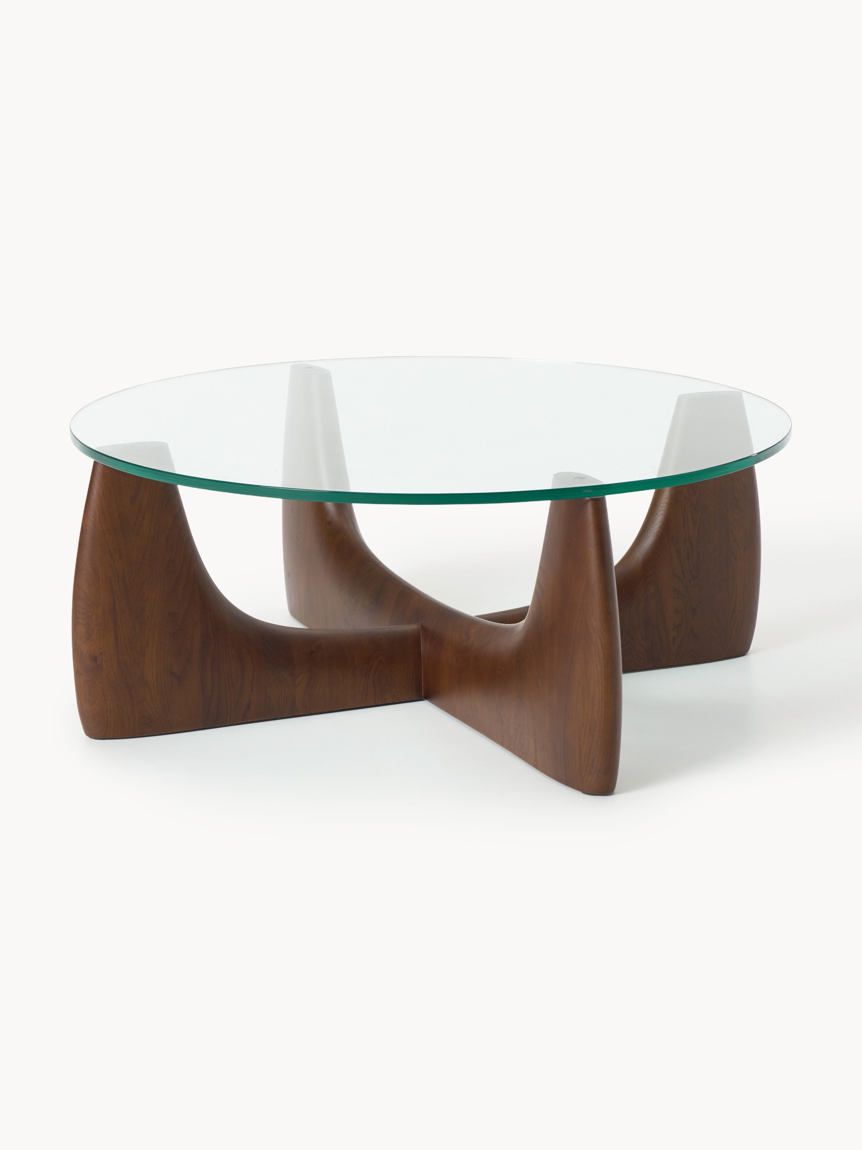 Gallery image 1 - Round Wooden Coffee Table Miya with Glass Top
