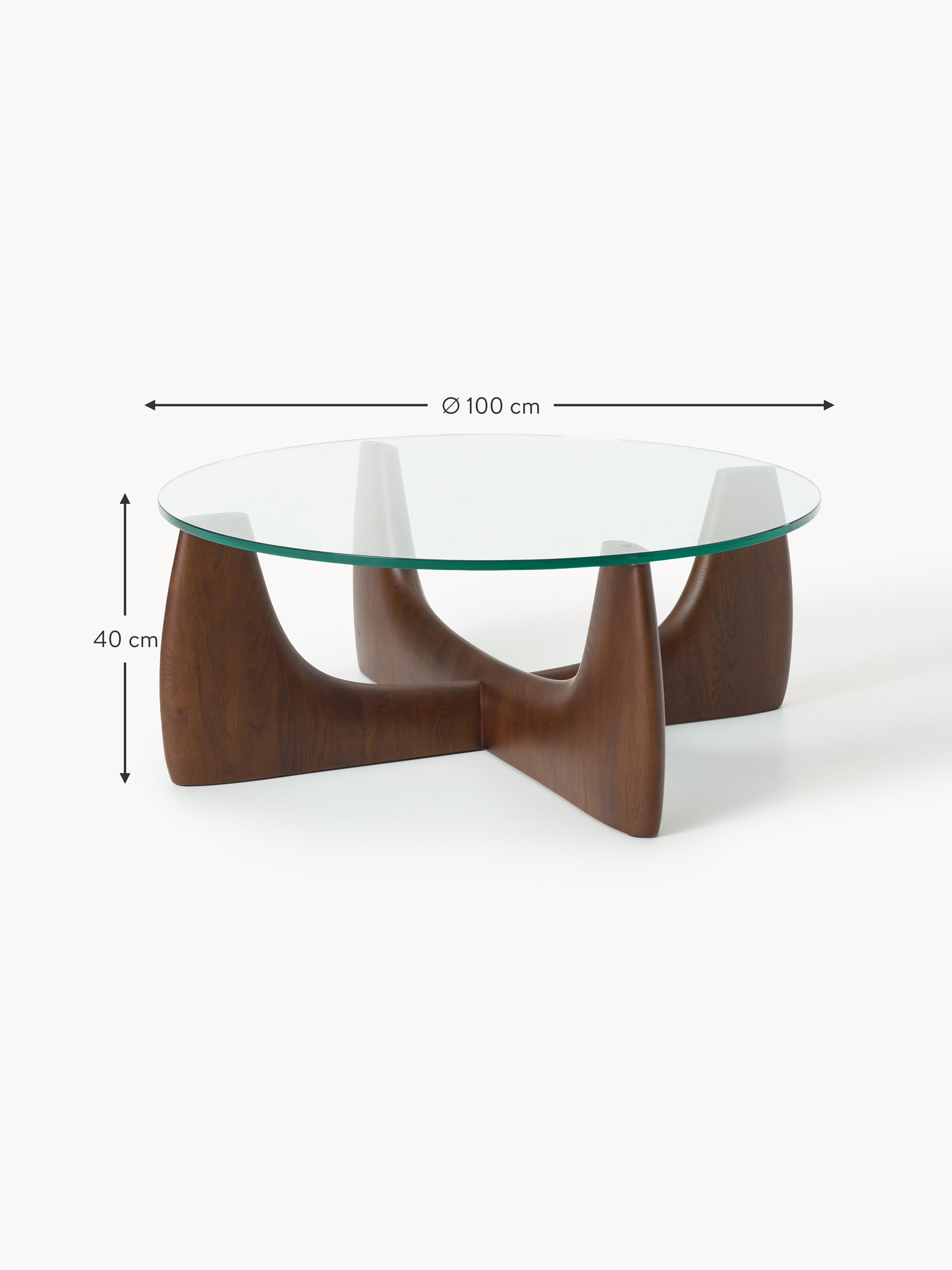 Miya Round Wooden Coffee Table with Glass Top