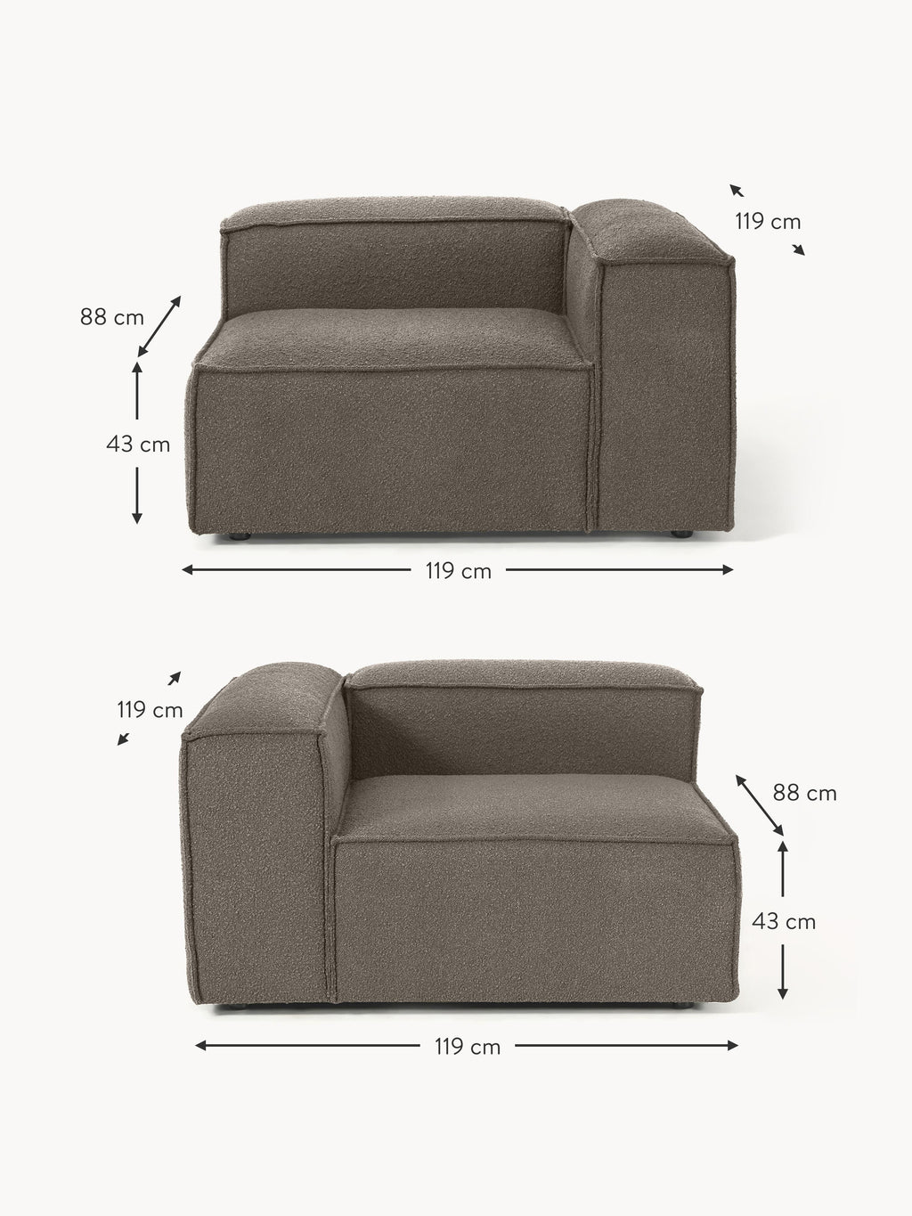 Lennon Bouclè Modular Sofa (3-seater)