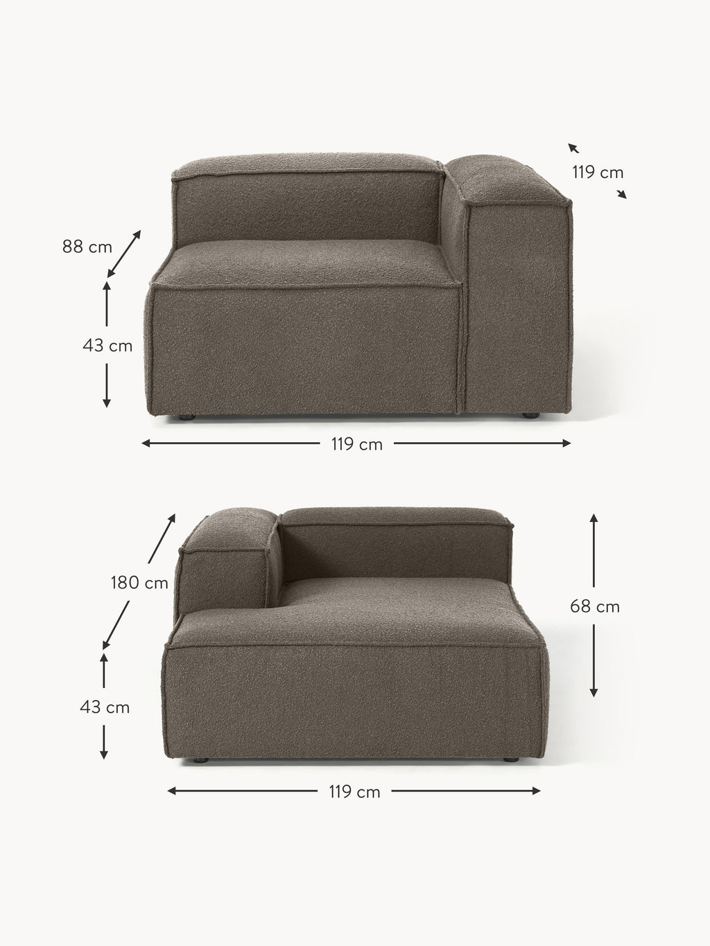 Lennon Bouclé Modular Corner Sofa (3-seater)