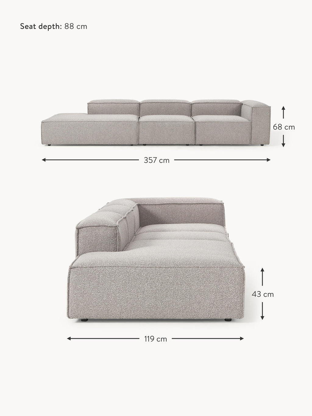 Lennon Bouclé Modular XL Ottoman