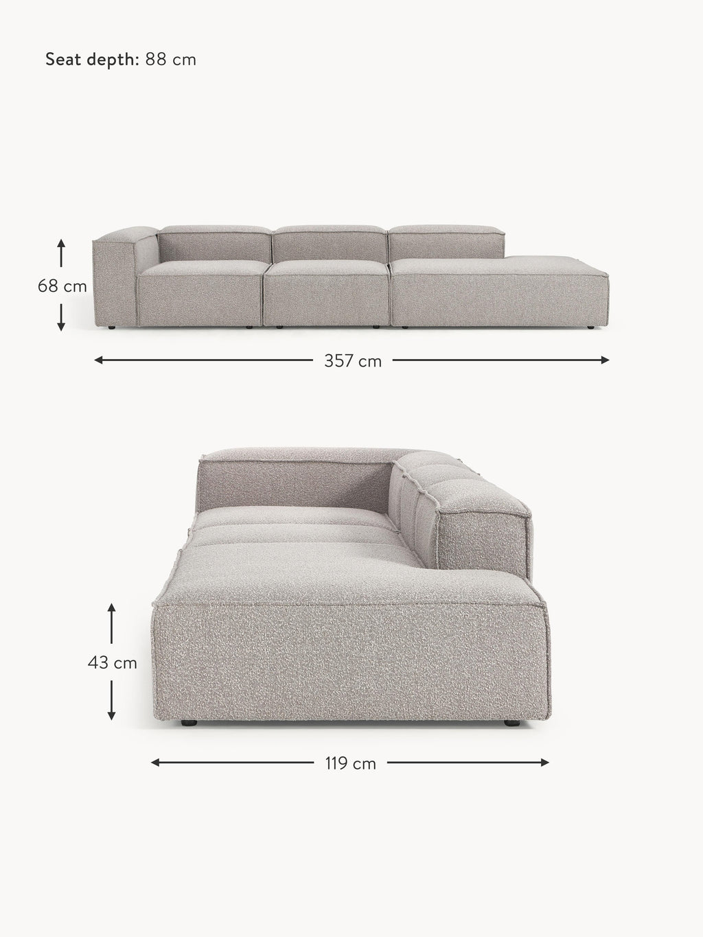 Lennon Bouclé Modular XL Ottoman