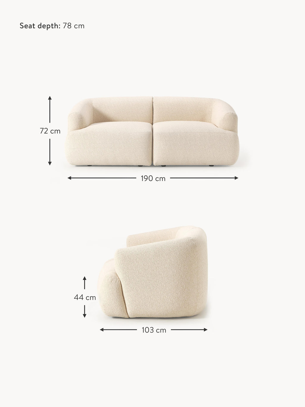 Sofia Modular Bouclé Sofa (2-seater)