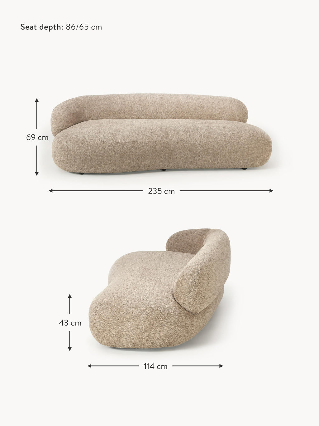 Alba Teddy Bouclé Sofa (3-seater)