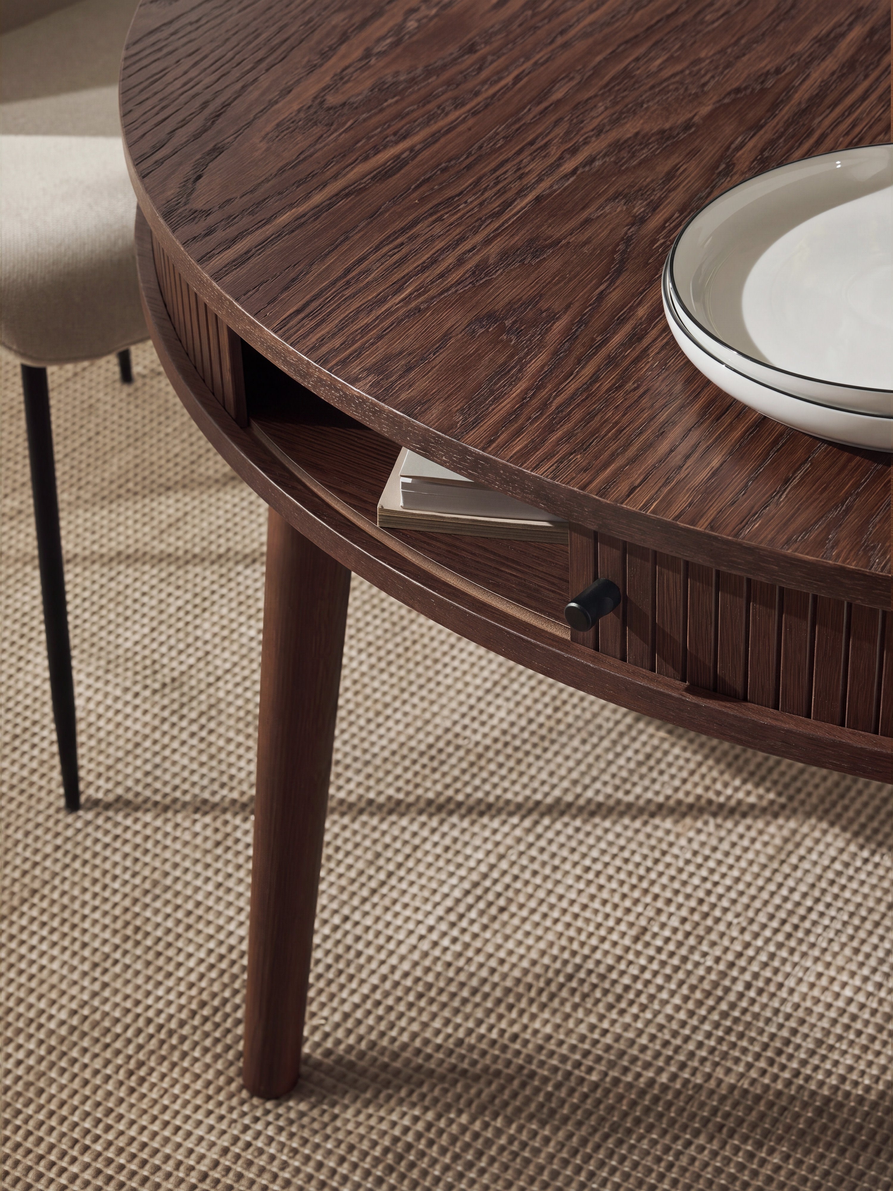 Calary Round Dining Table with Storage Space, in various sizes