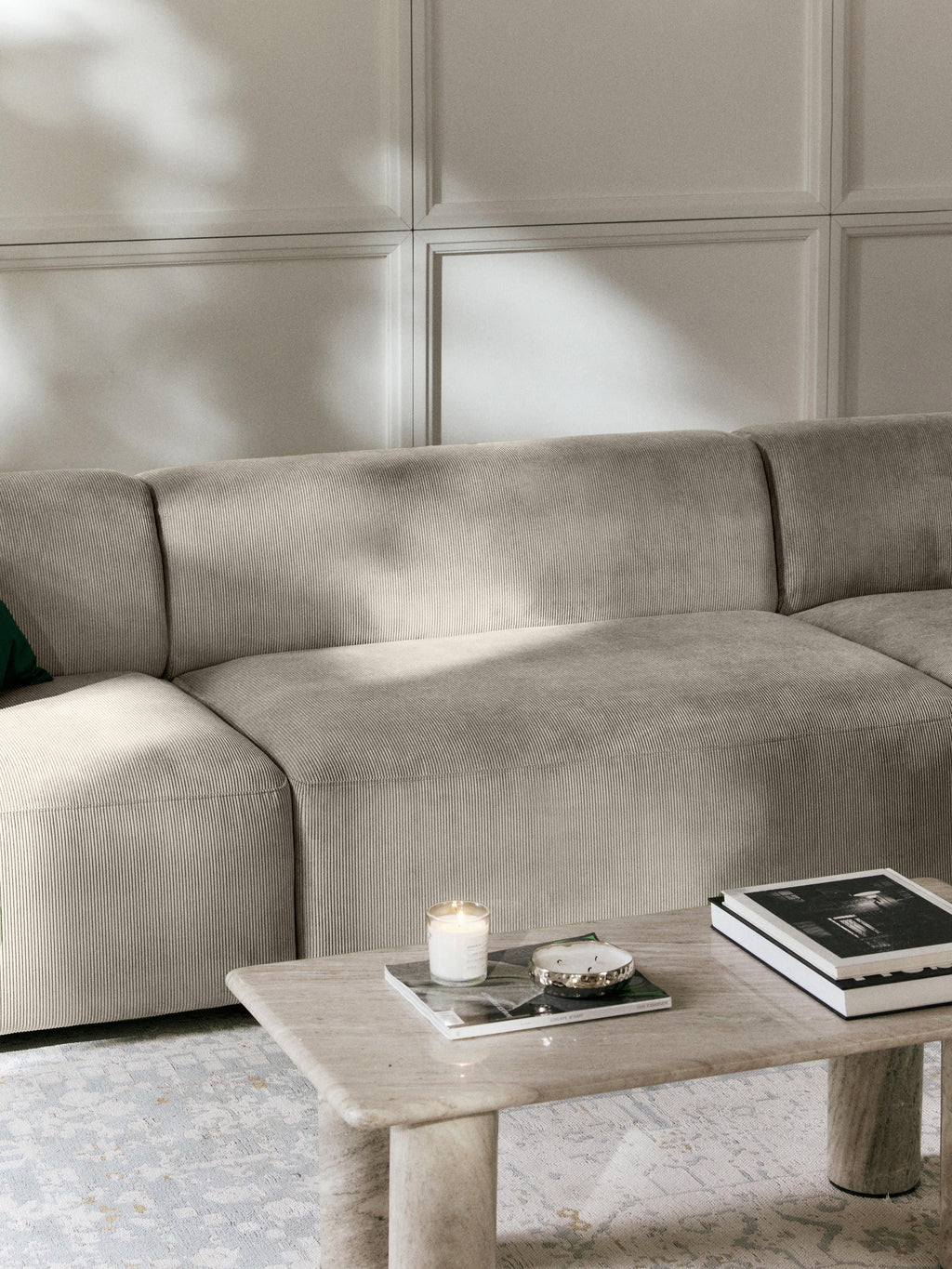 Melva Large Corduroy Corner Sofa (4-seater)