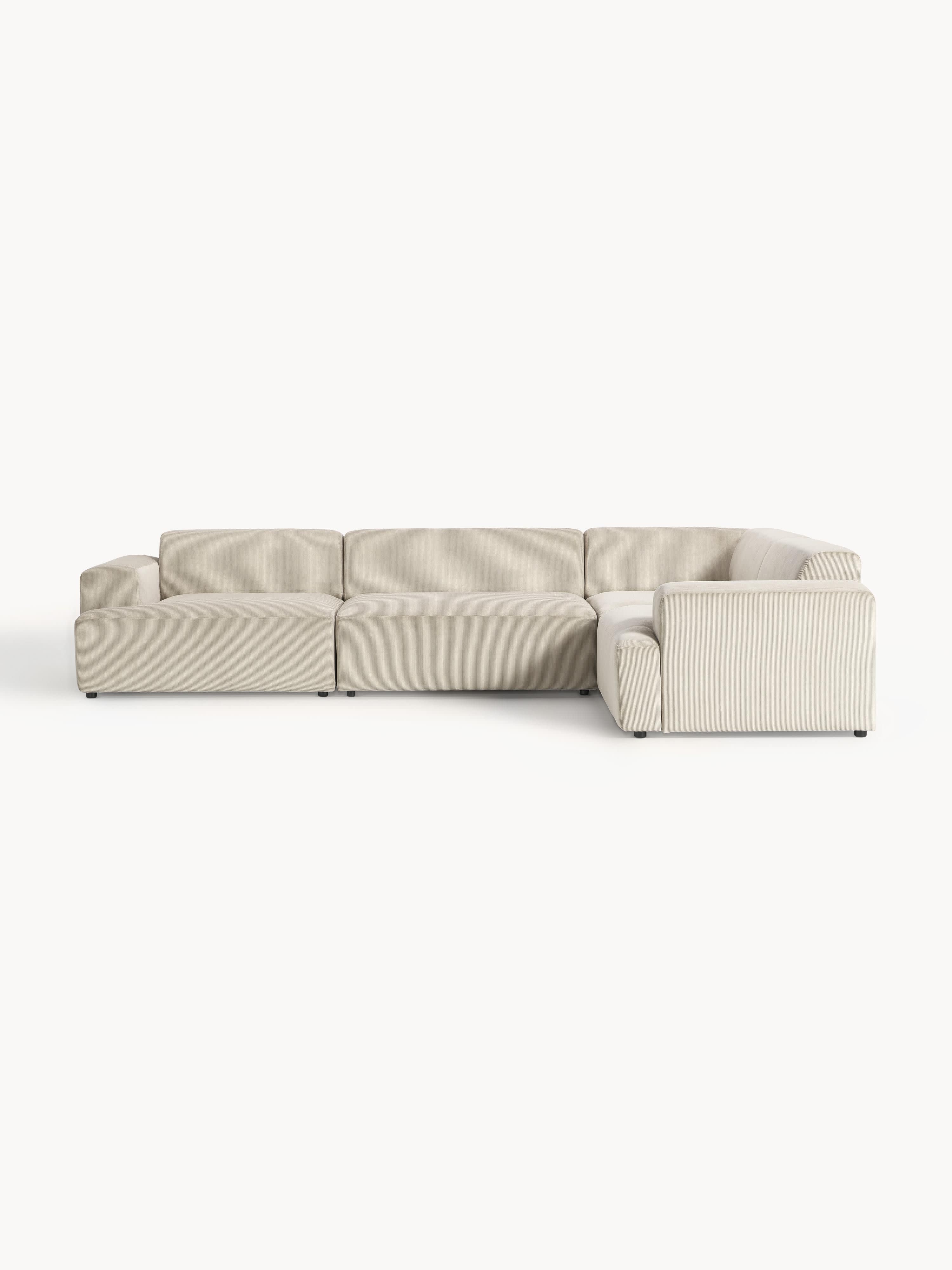 Melva Large Corduroy Corner Sofa (4-seater)