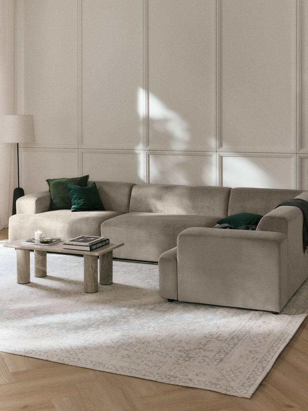 Melva Large Corduroy Corner Sofa (4-seater)