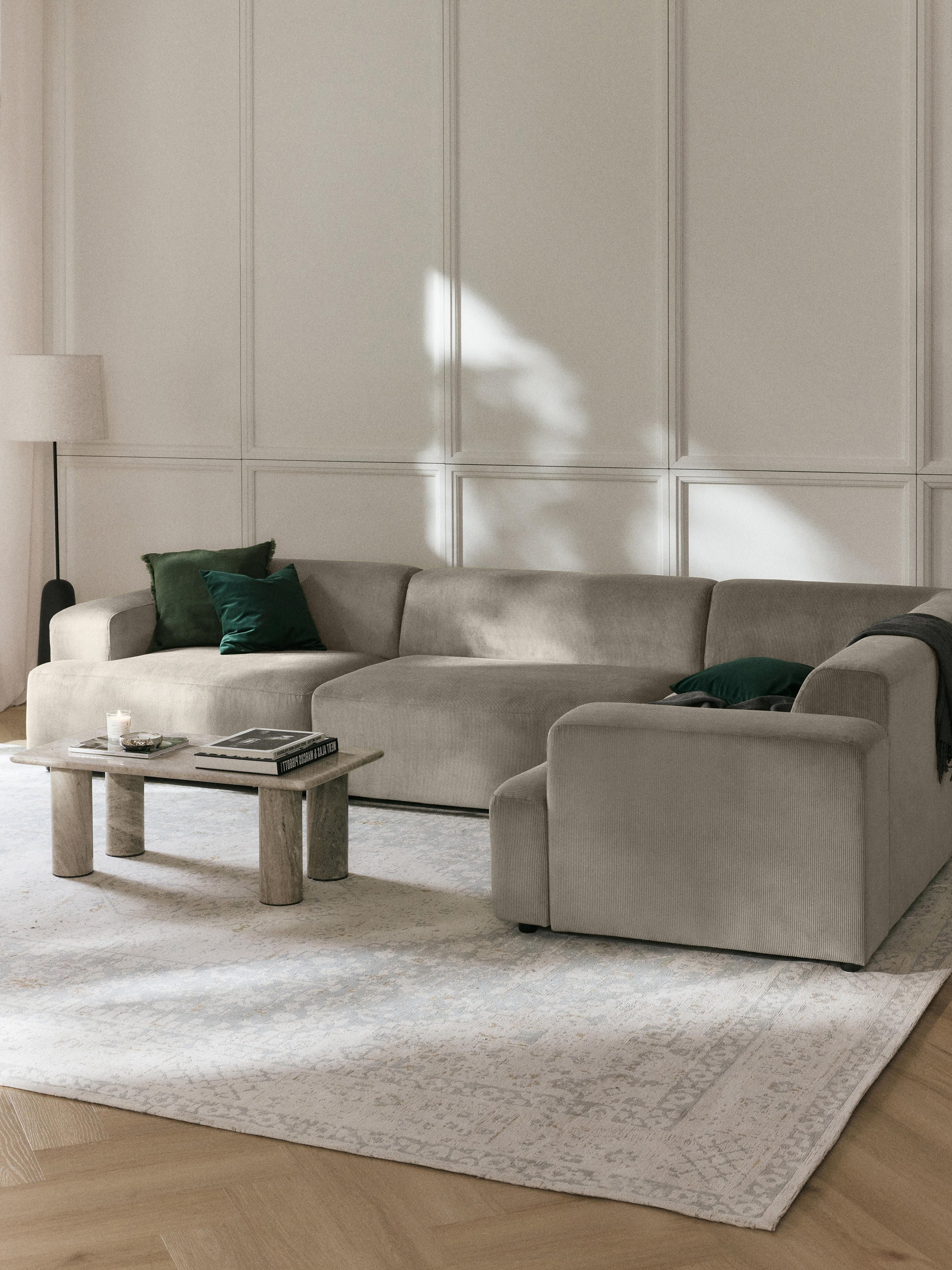 Melva Large Corduroy Corner Sofa (4-seater)