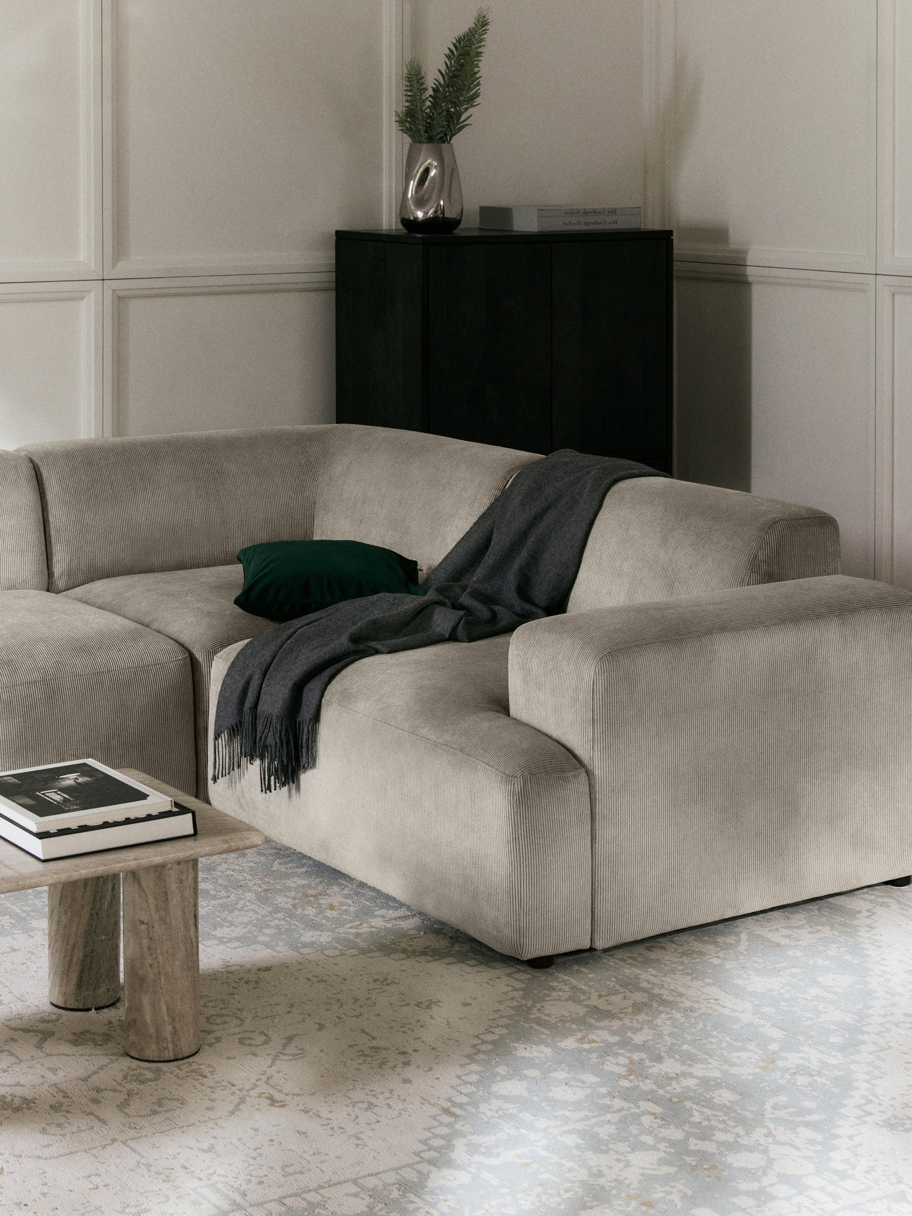 Melva Large Corduroy Corner Sofa (4-seater)