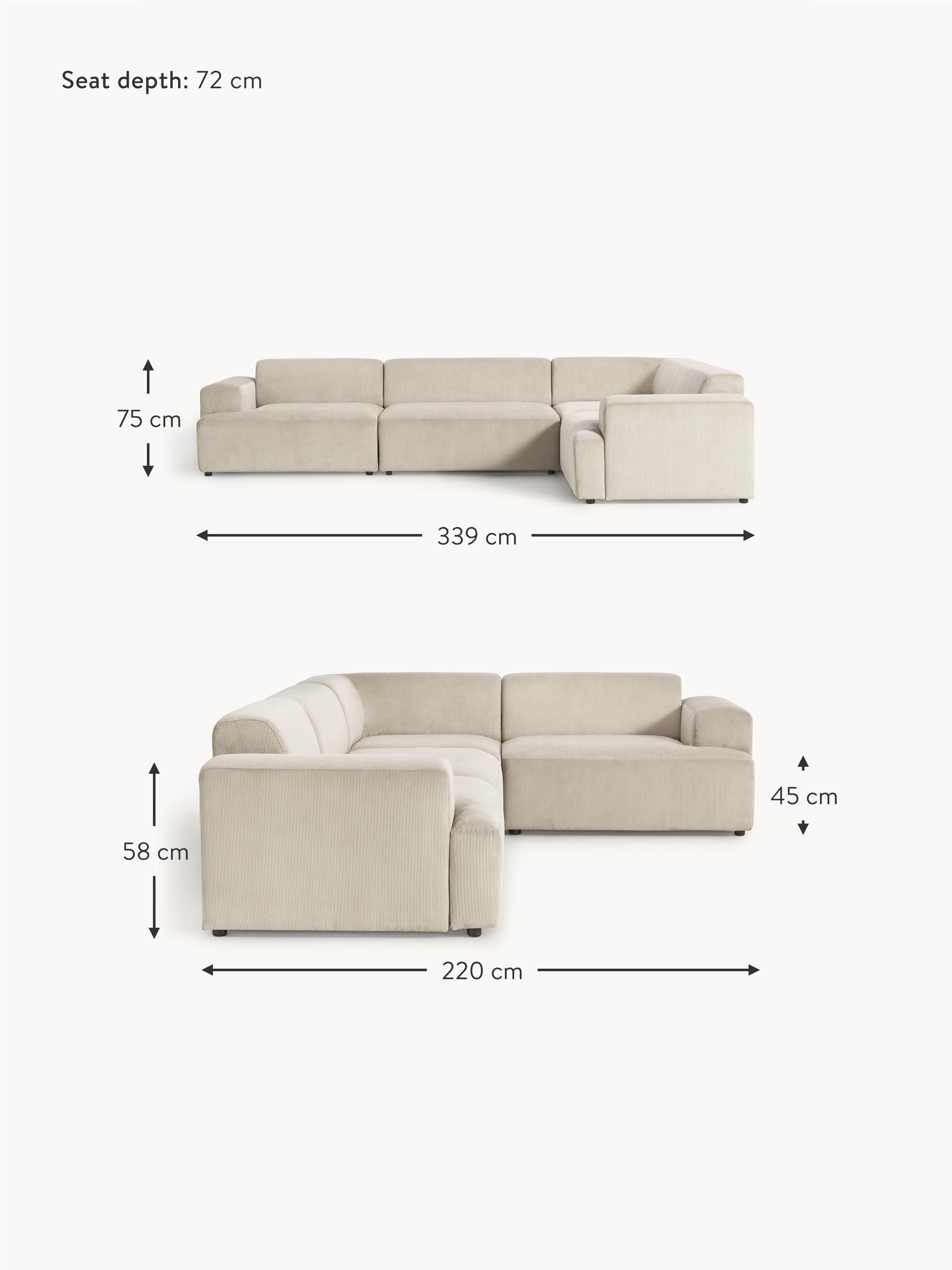 Melva Large Corduroy Corner Sofa (4-seater)