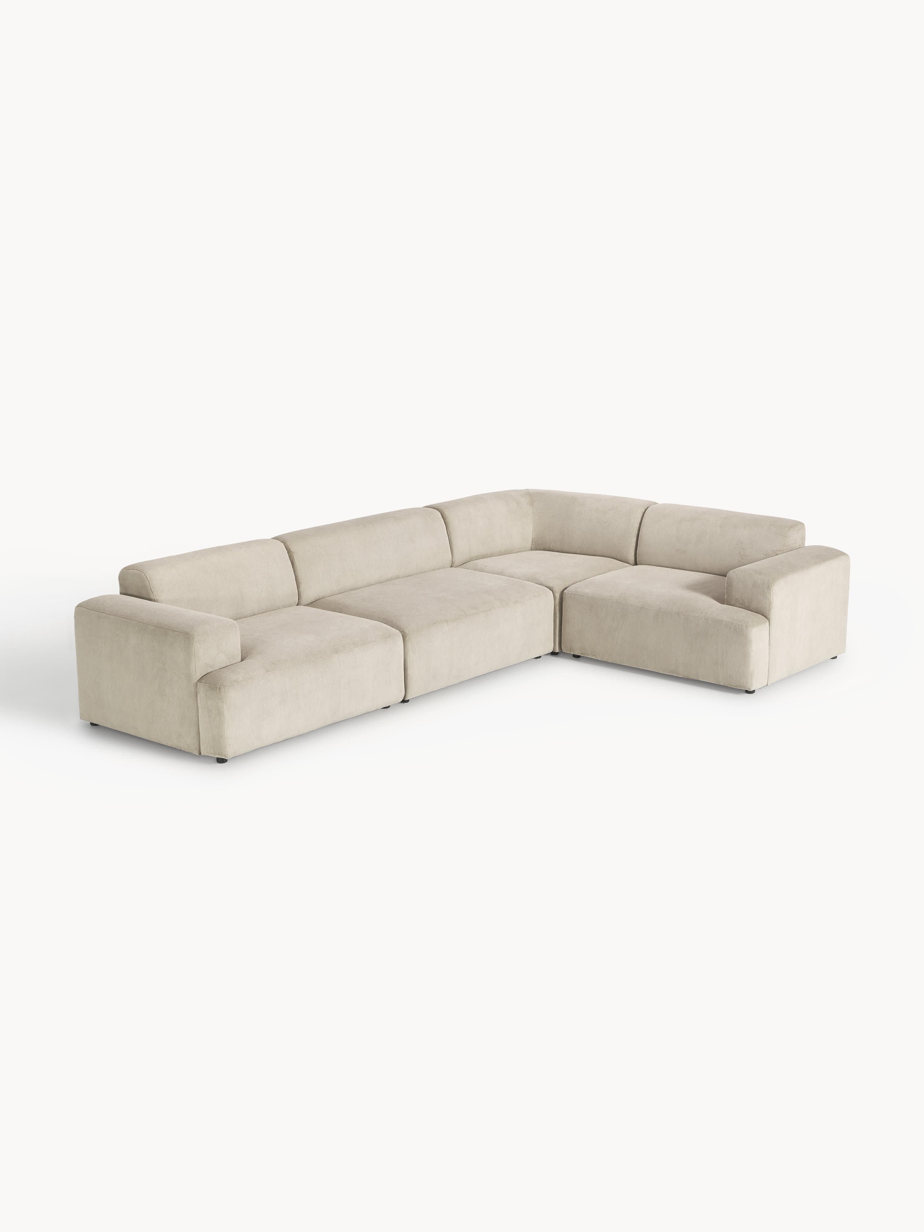 Gallery image 1 - Large Corduroy Corner Sofa Melva (4-seater)