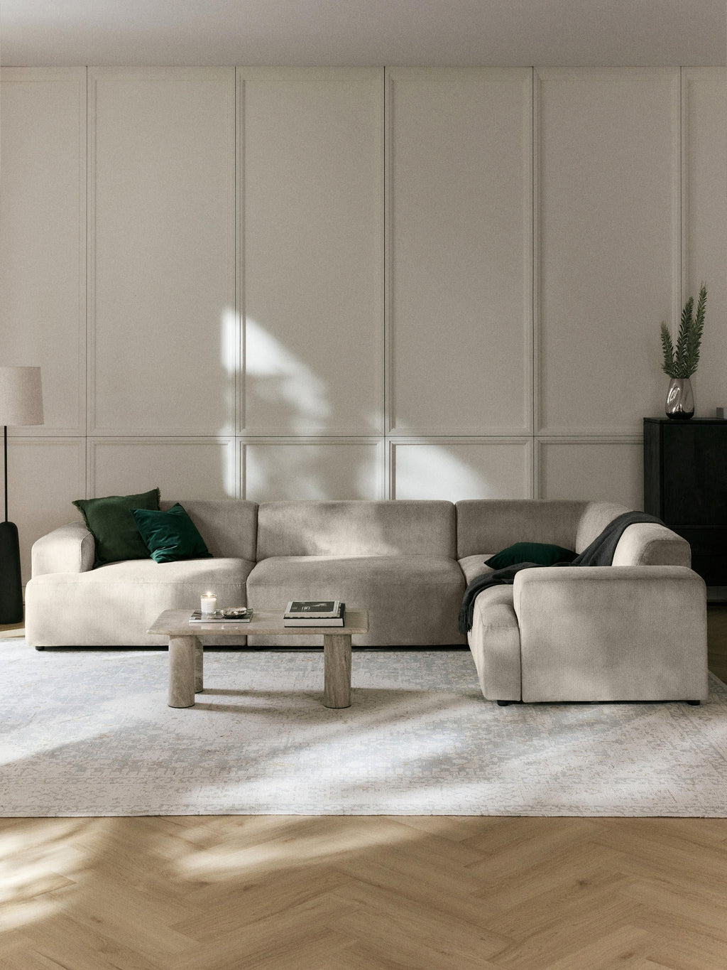 Melva Large Corduroy Corner Sofa (4-seater)