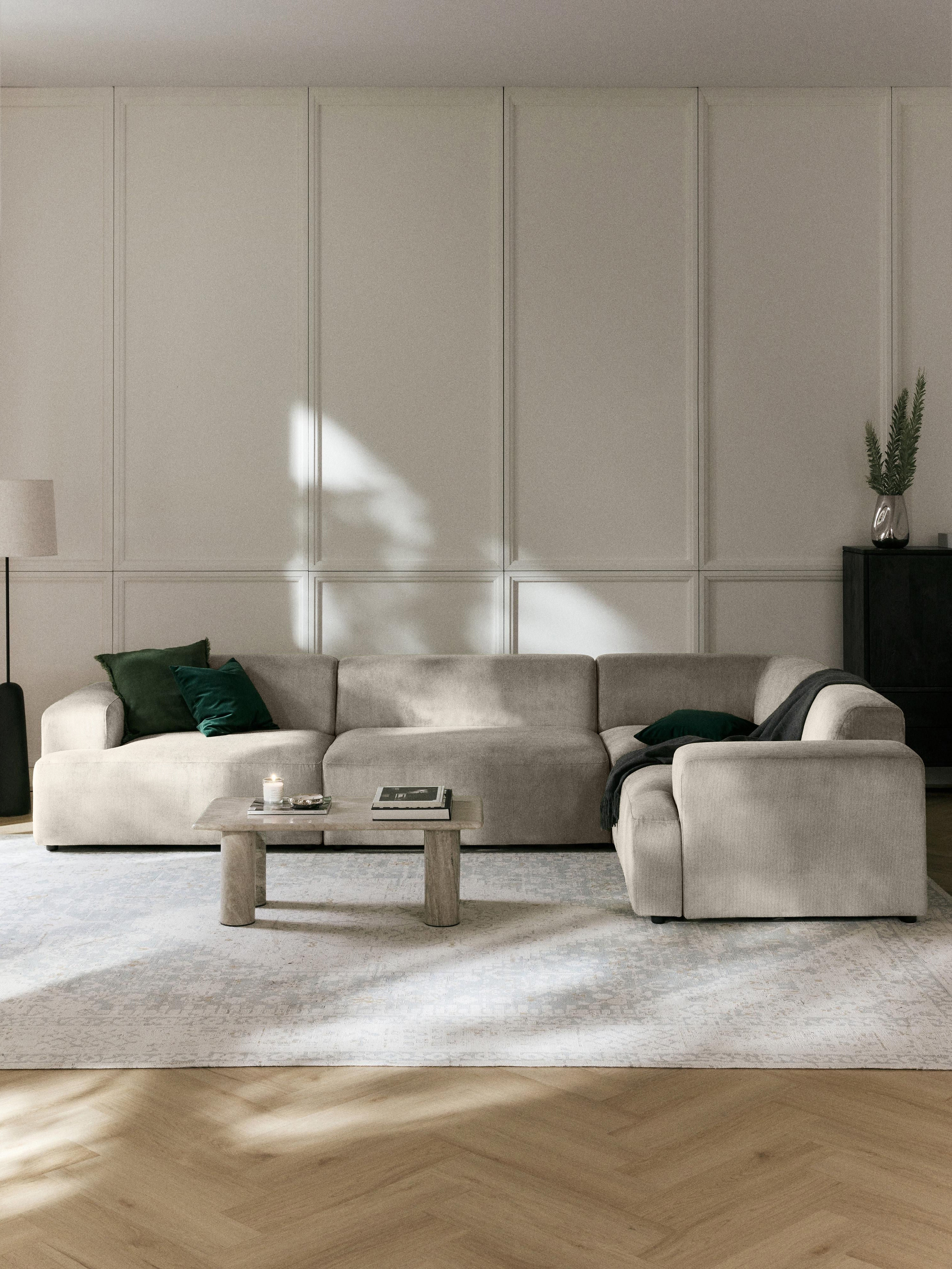 Melva Large Corduroy Corner Sofa (4-seater)