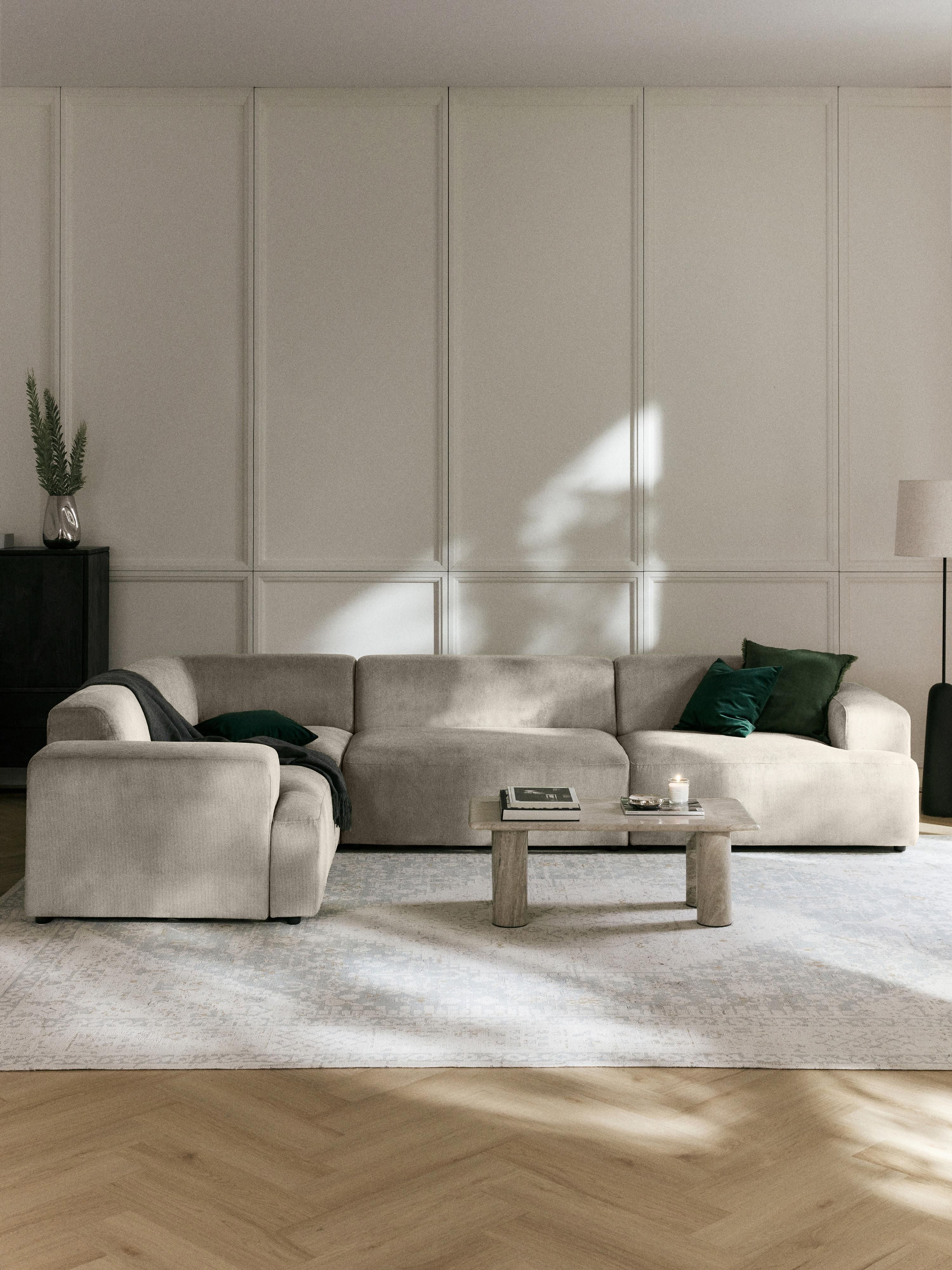 Melva Large Corduroy Corner Sofa (4-seater)