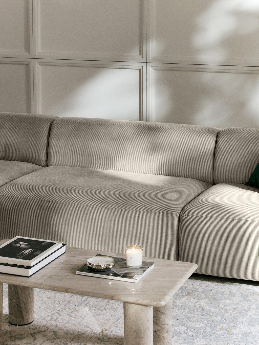 Melva Large Corduroy Corner Sofa (4-seater)