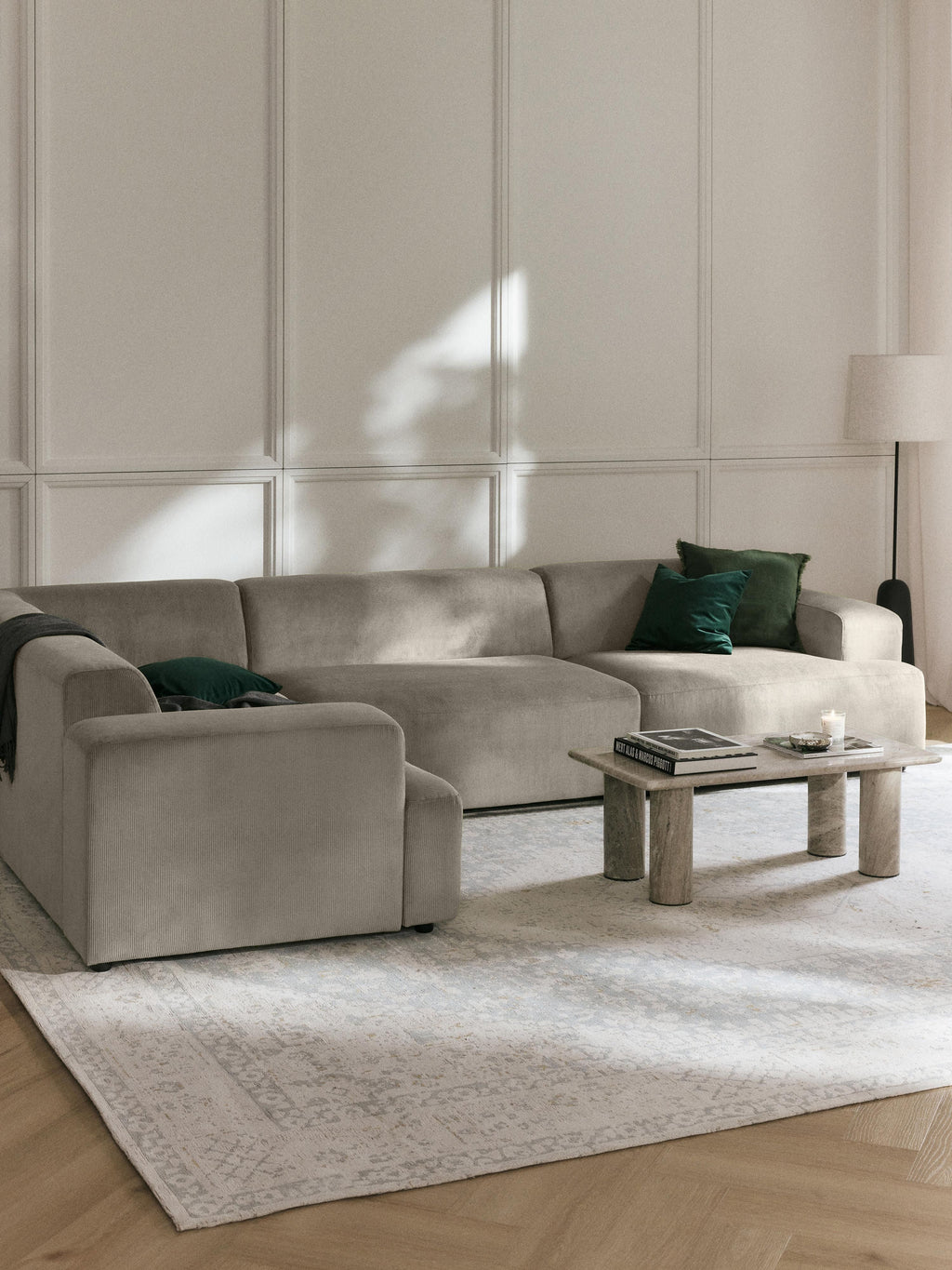 Melva Large Corduroy Corner Sofa (4-seater)