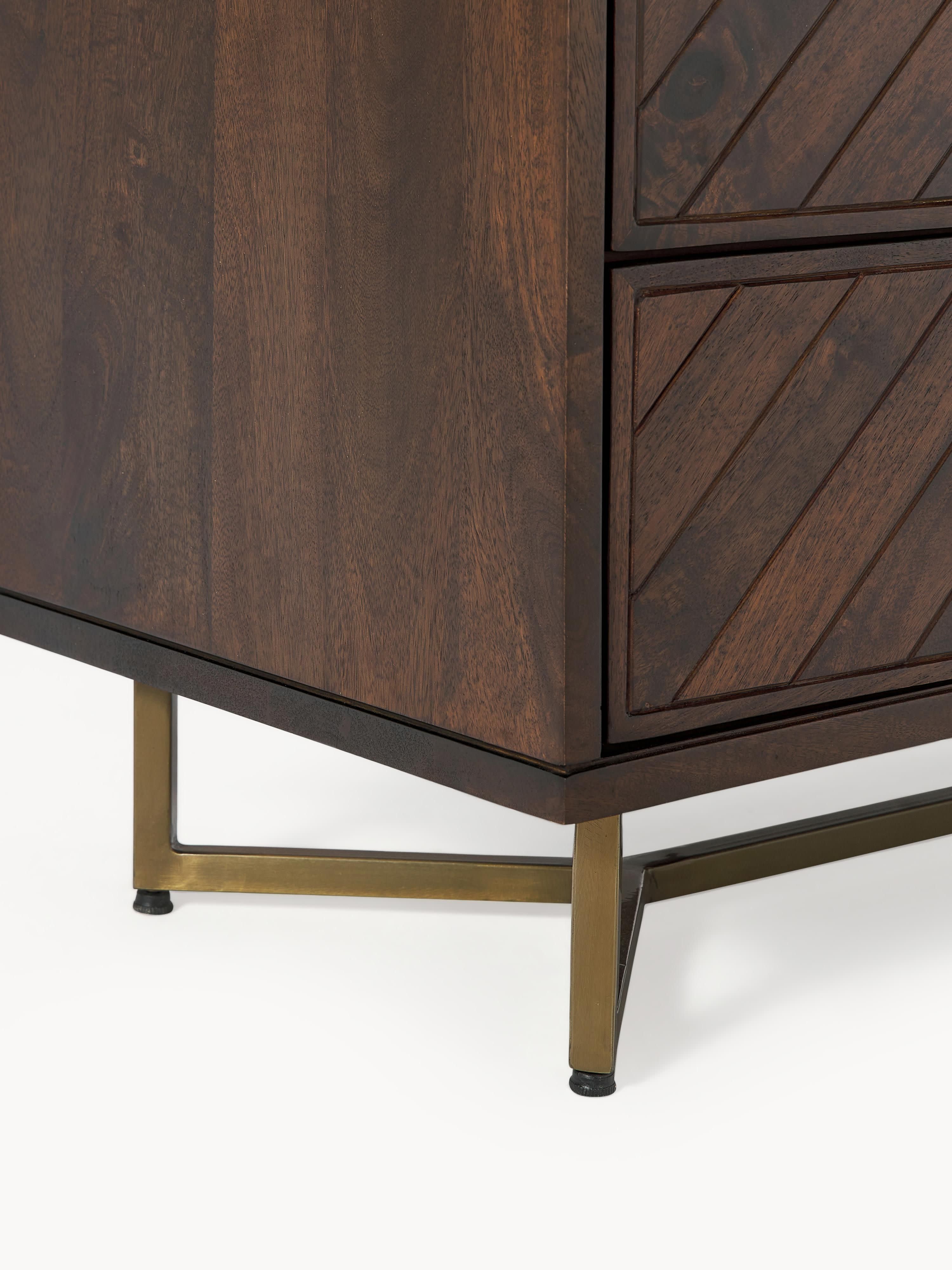 Luca Mango Wood Dresser with Herringbone Pattern