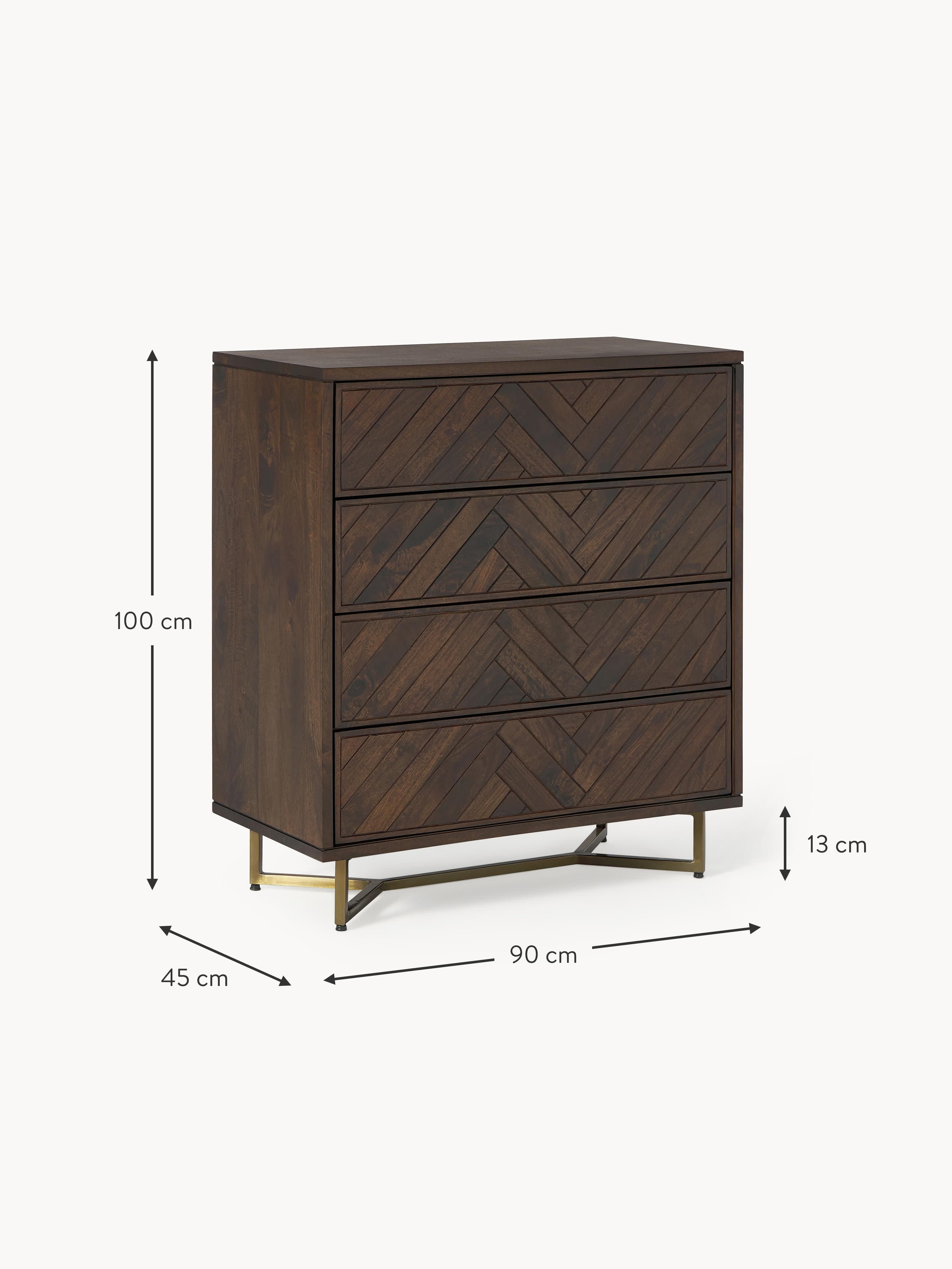 Luca Mango Wood Dresser with Herringbone Pattern