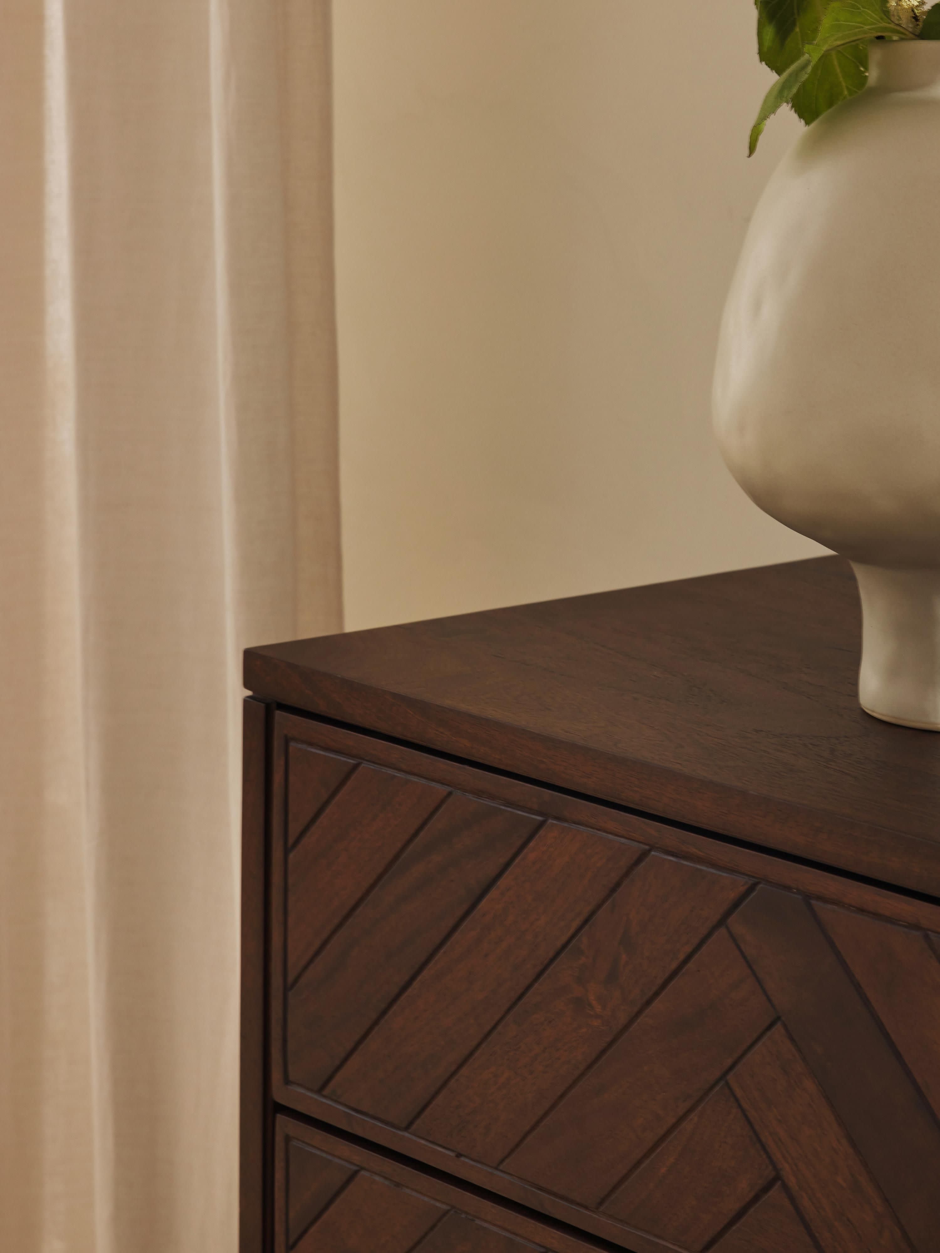 Luca Mango Wood Dresser with Herringbone Pattern