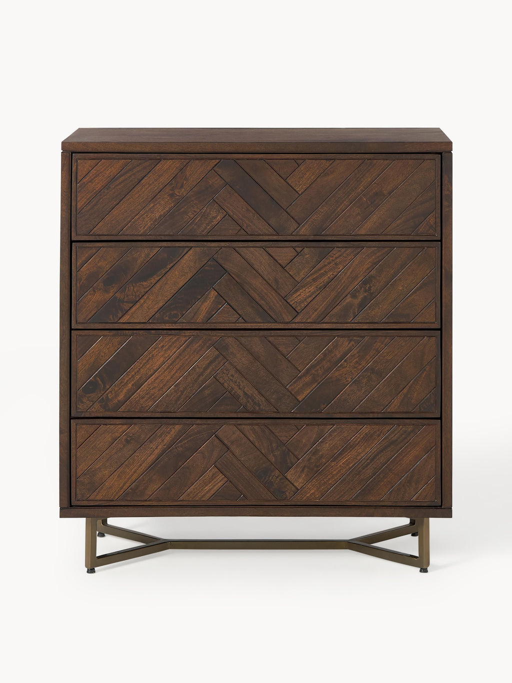 Luca Mango Wood Dresser with Herringbone Pattern