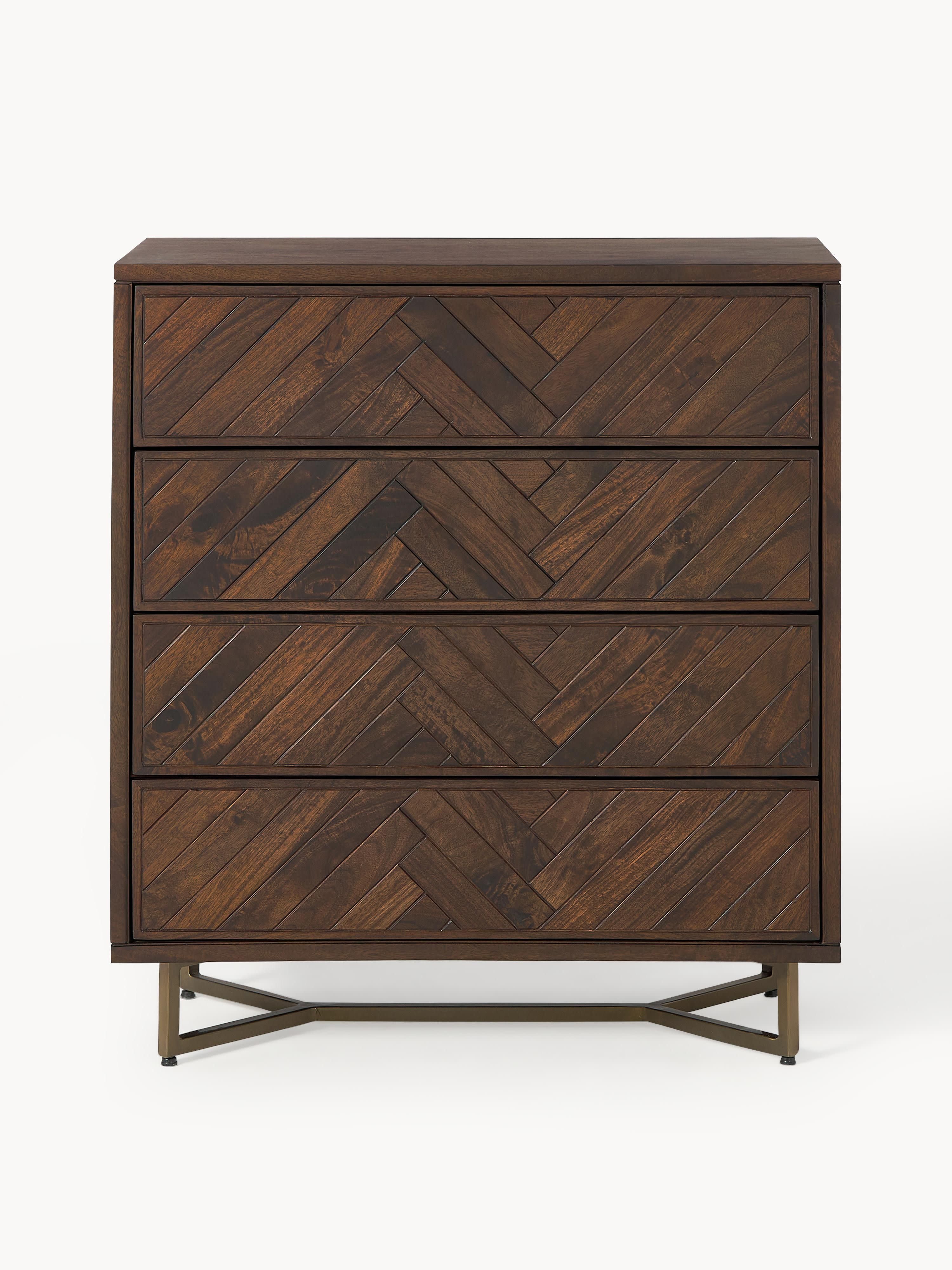 Luca Mango Wood Dresser with Herringbone Pattern