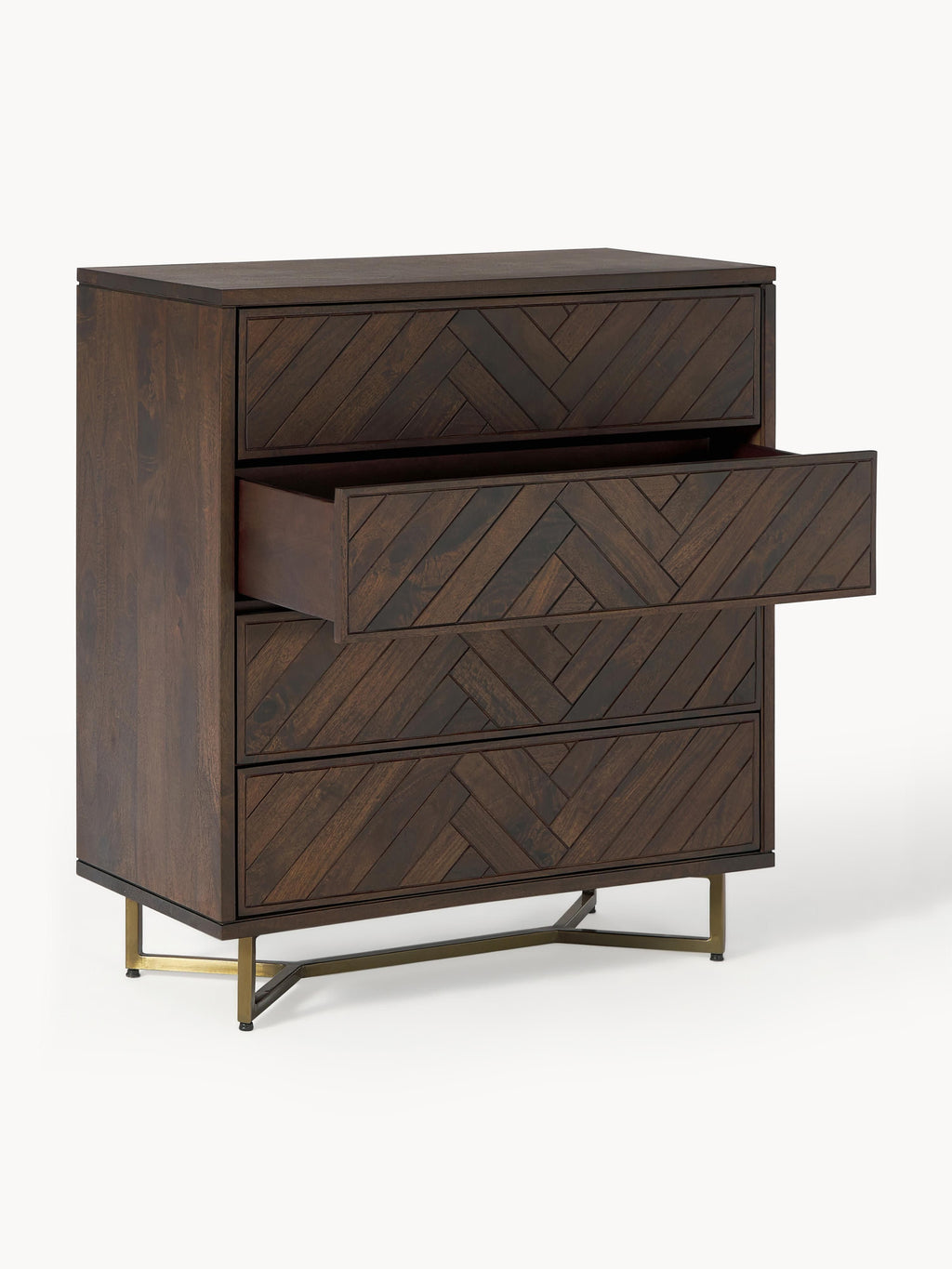 Luca Mango Wood Dresser with Herringbone Pattern