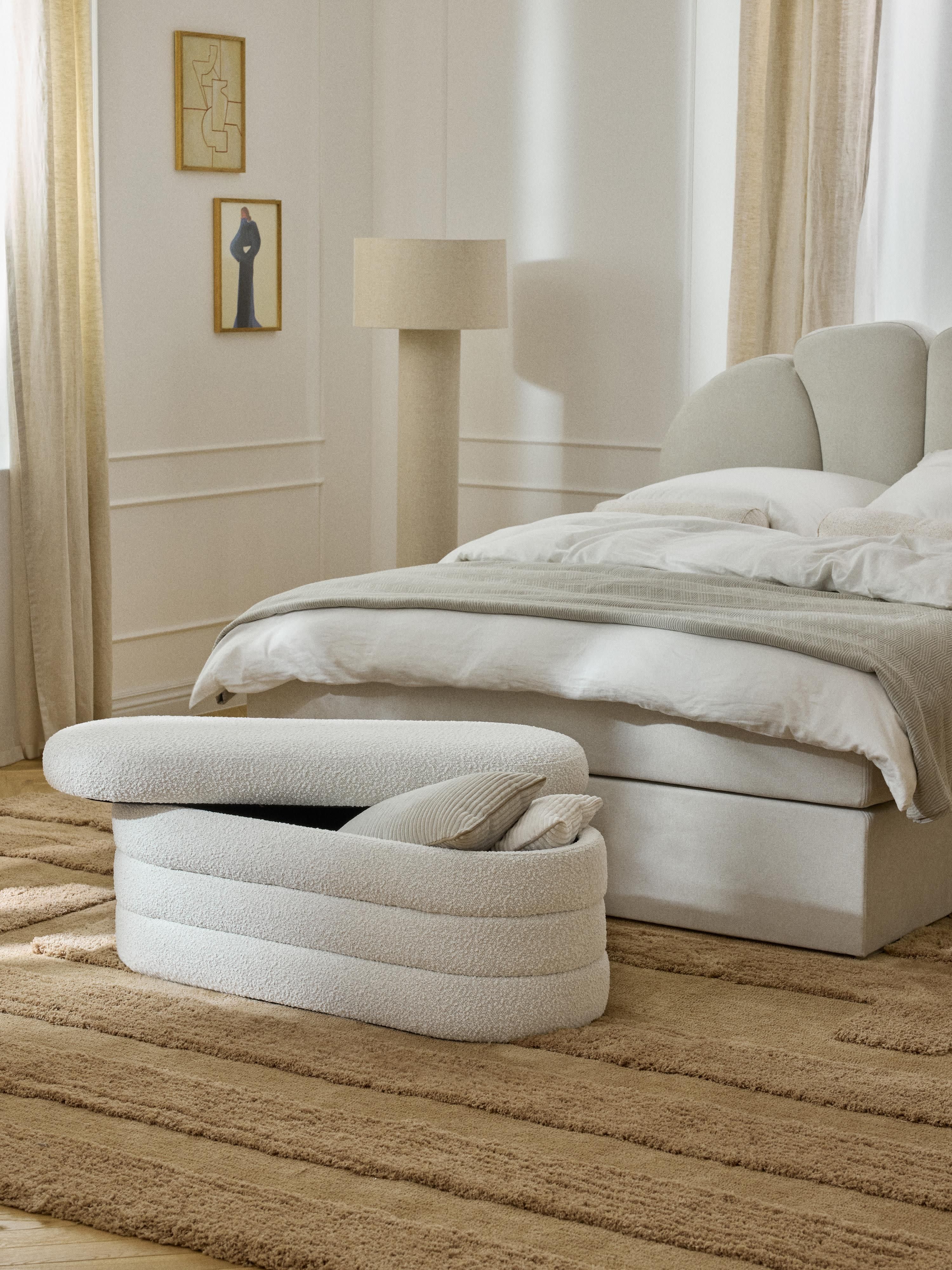 Alto Bouclé Upholstered Bench with Storage Space