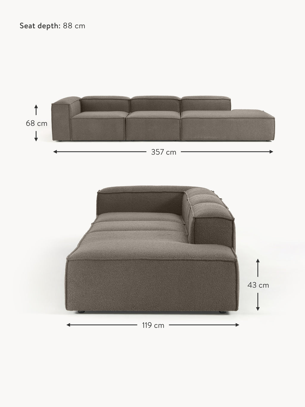 Lennon Bouclé Modular XL Ottoman