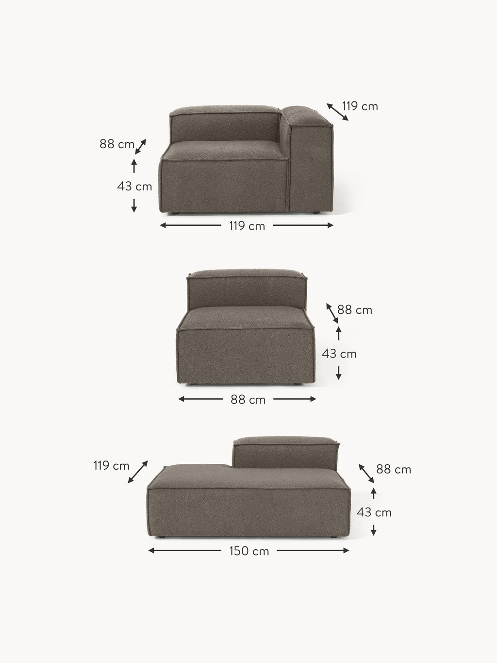 Lennon Bouclé Modular XL Ottoman