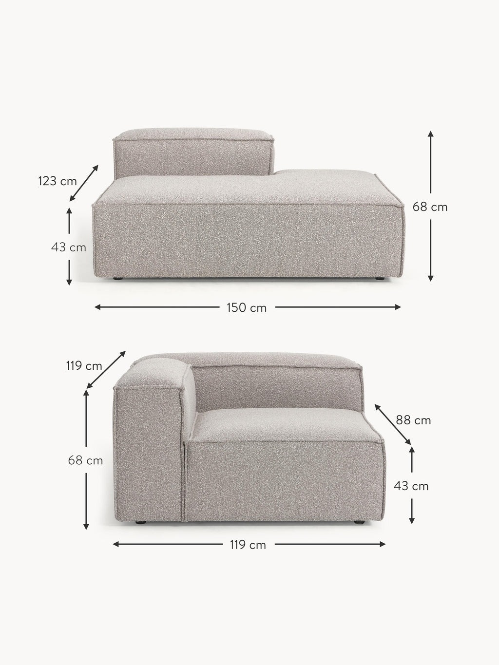 Lennon Bouclé Modular Ottoman