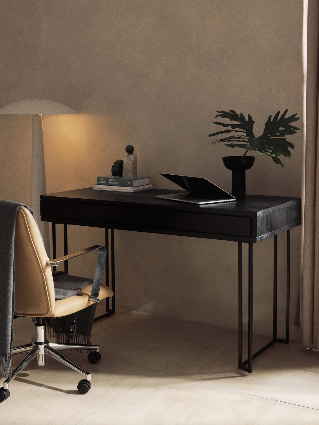 Luca Mango Wood Desk with Drawers
