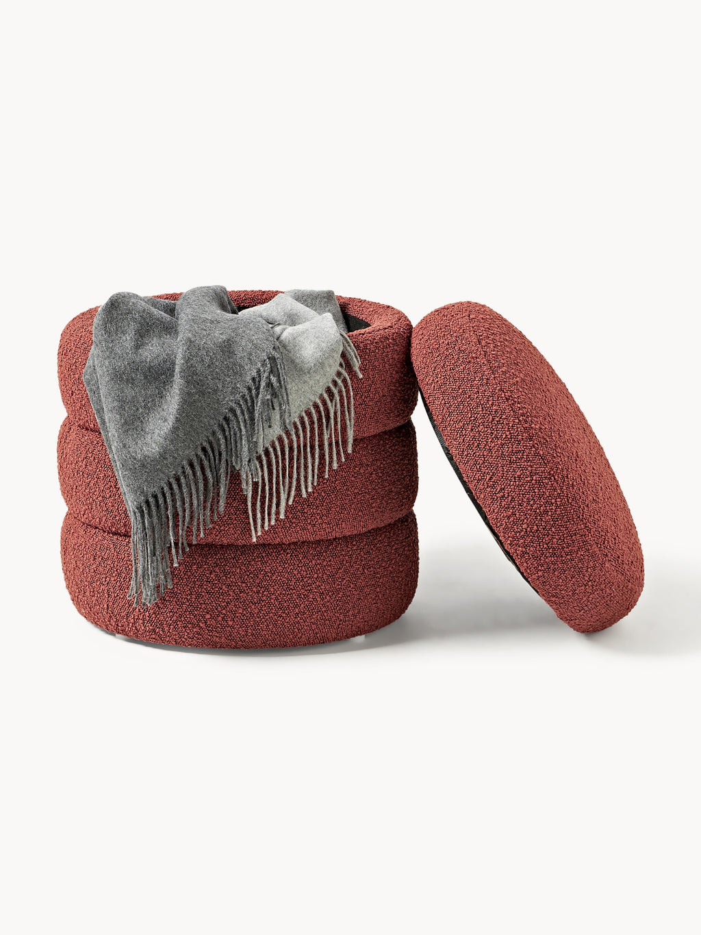 Alto Bouclé Upholstered Stool with Storage Space
