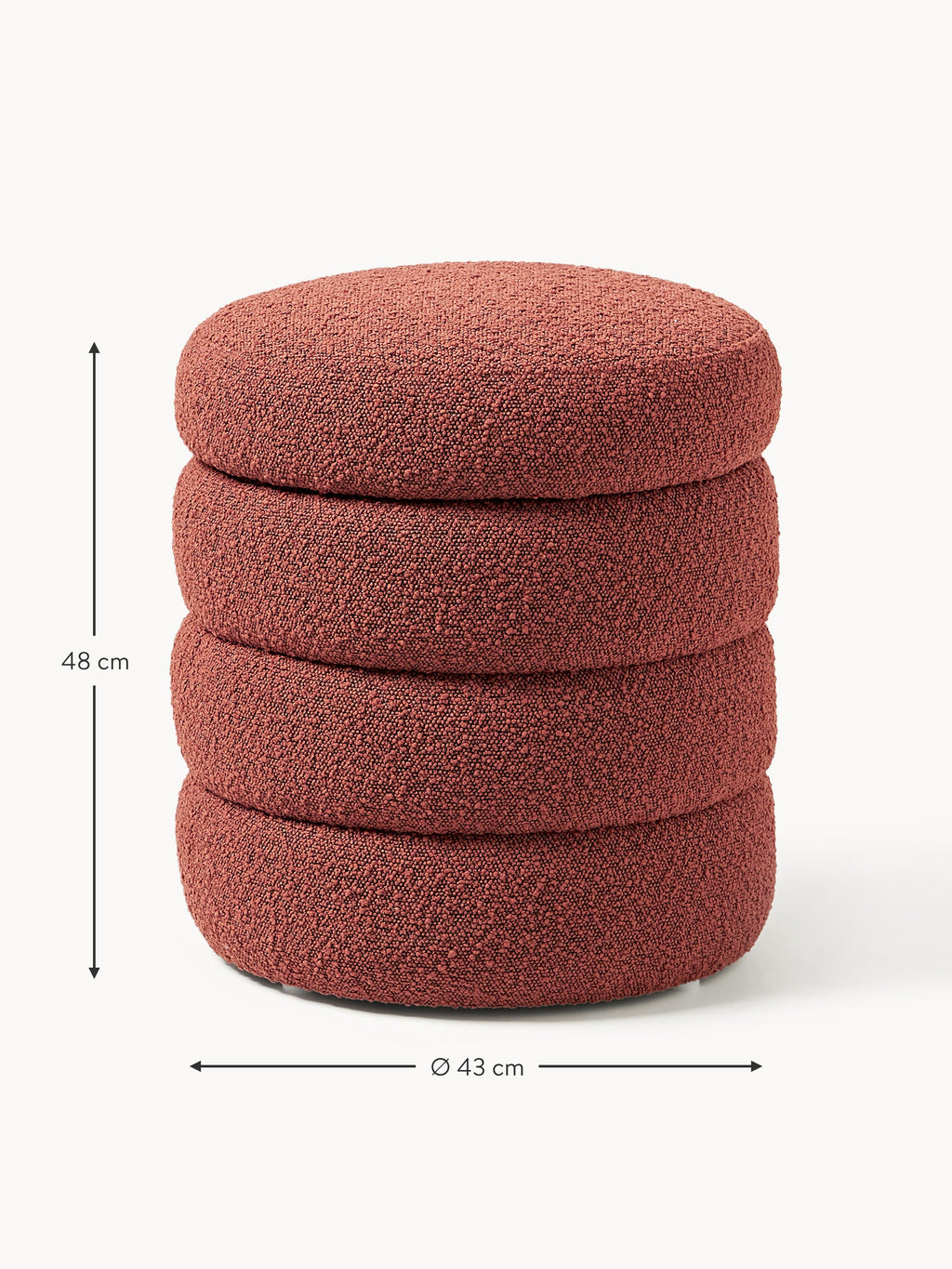 Alto Bouclé Upholstered Stool with Storage Space