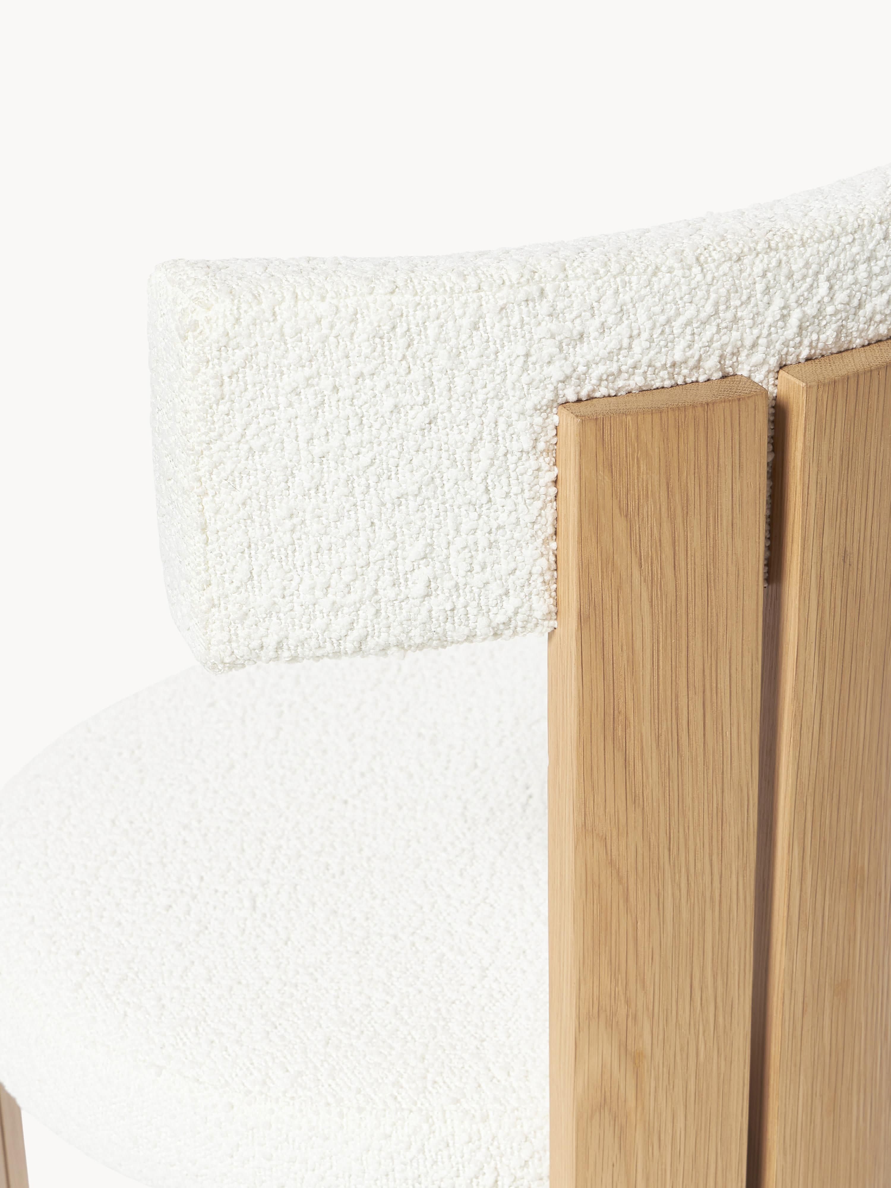 Katya Wooden Dining Chair with Bouclé Upholstery