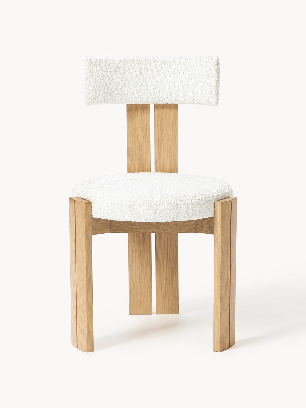 Katya Wooden Dining Chair with Bouclé Upholstery