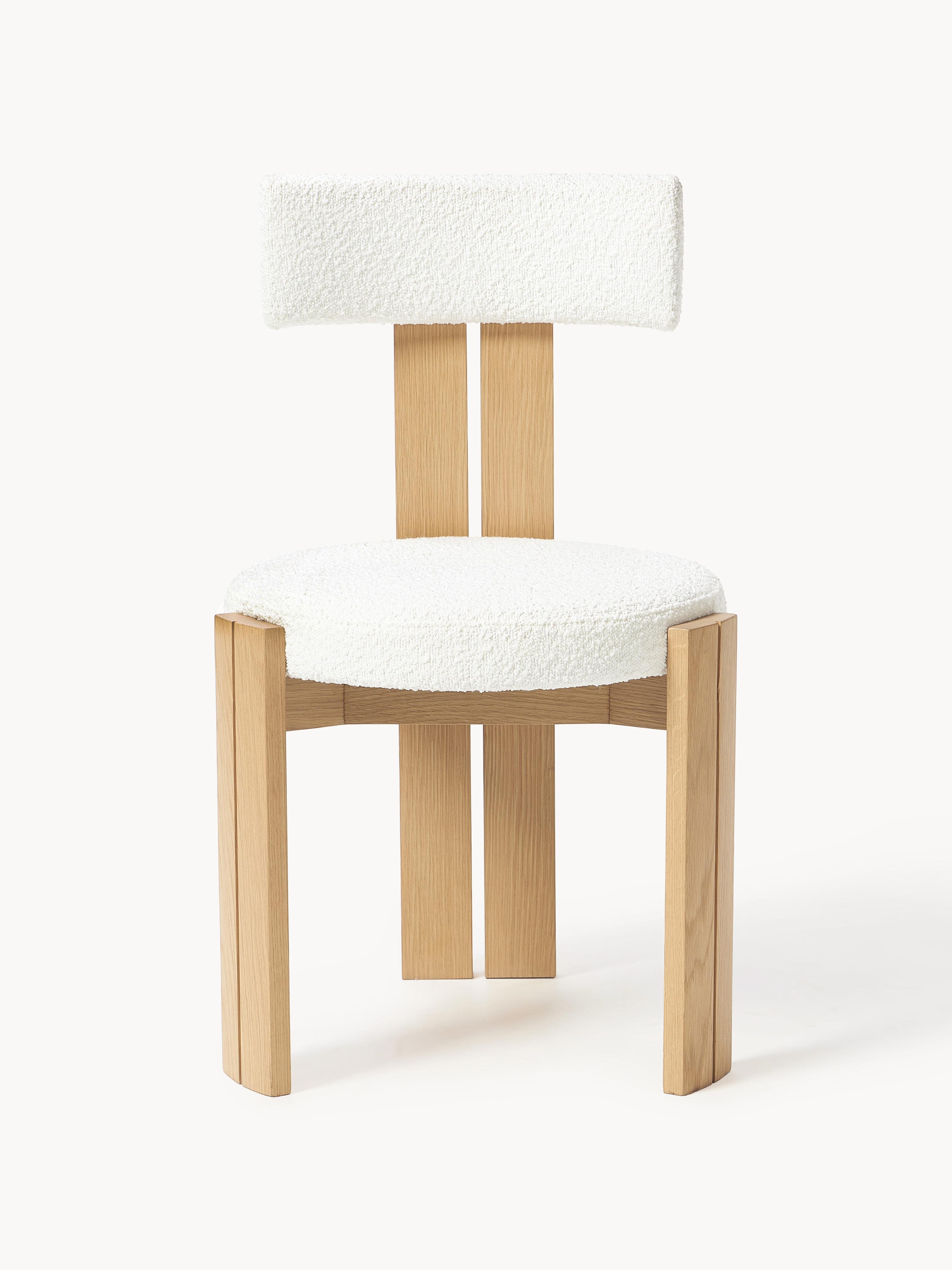 Katya Wooden Dining Chair with Bouclé Upholstery