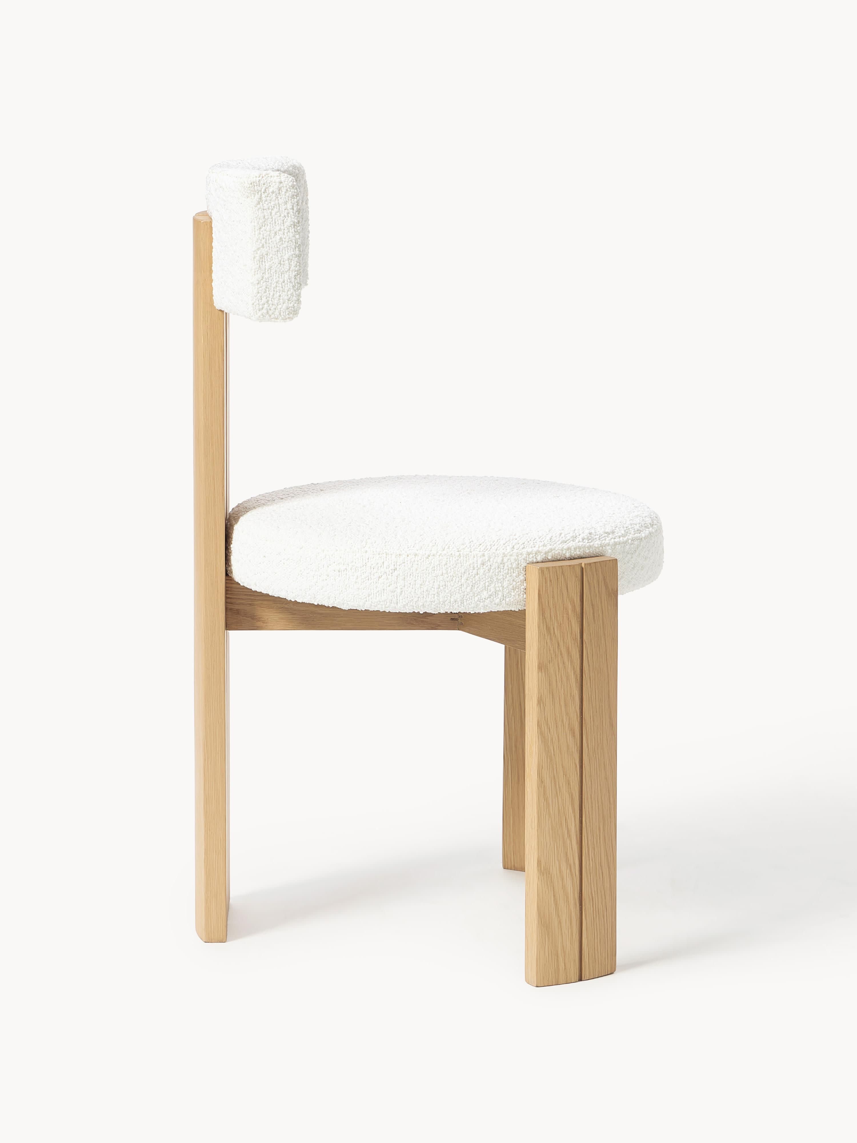 Katya Wooden Dining Chair with Bouclé Upholstery