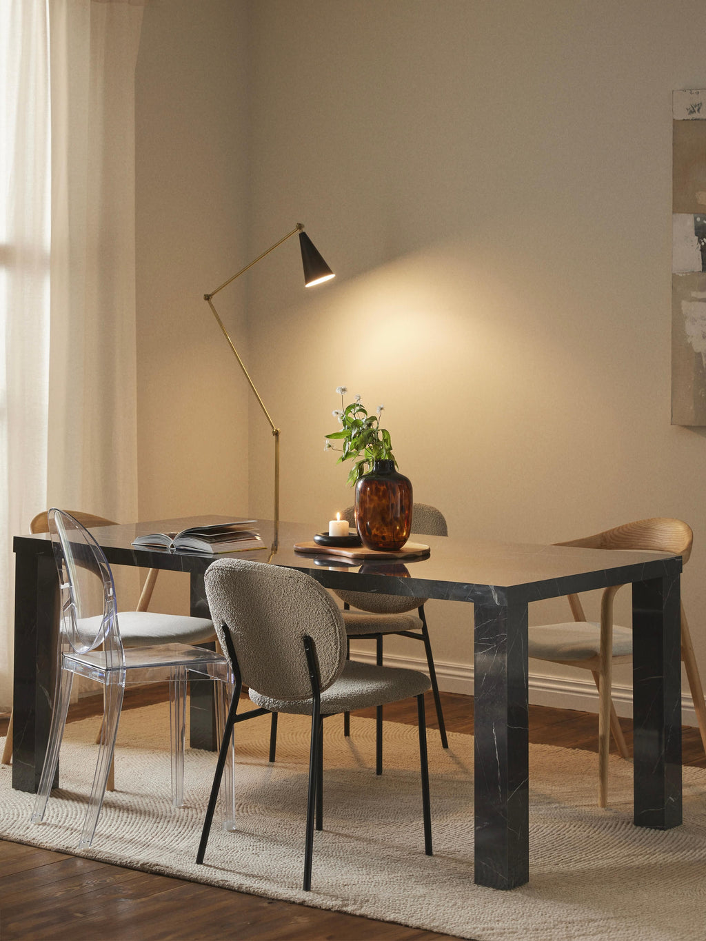 Carl Marble Effect Dining Table, 180 X 90 cm