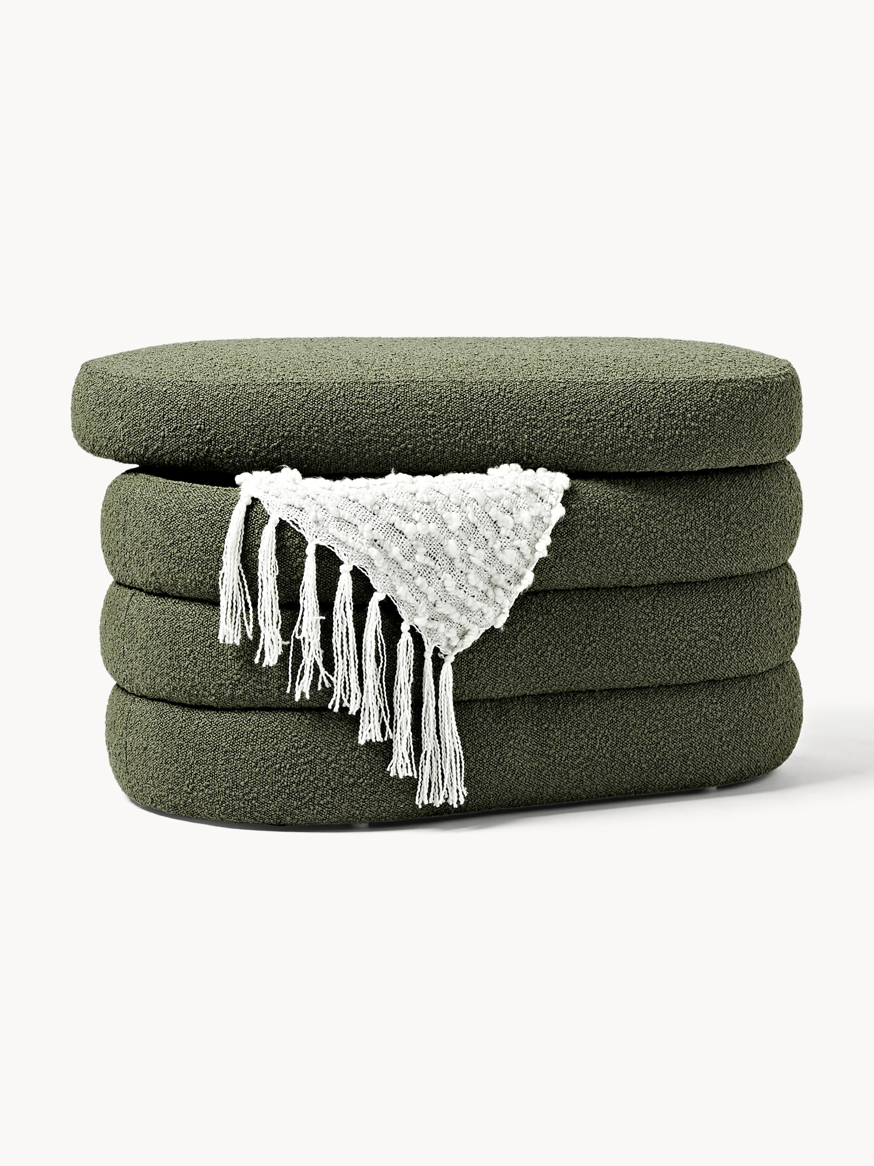 Alto Small Bouclé Upholstered Bench with Storage Space